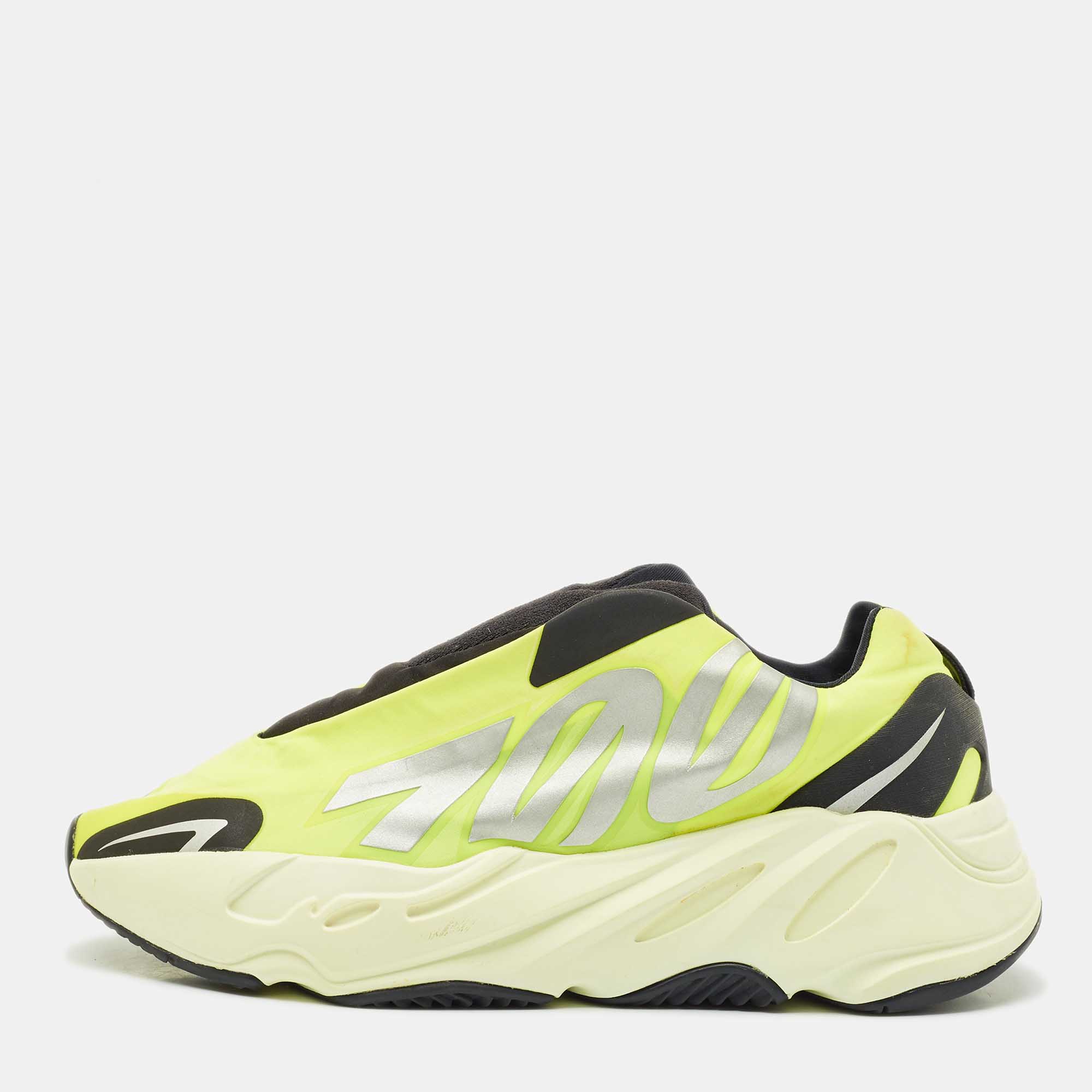 Yeezy x Adidas Neon Yellow/Black Nylon Boost 700 MNVN Phosphor Sneakers Size 38