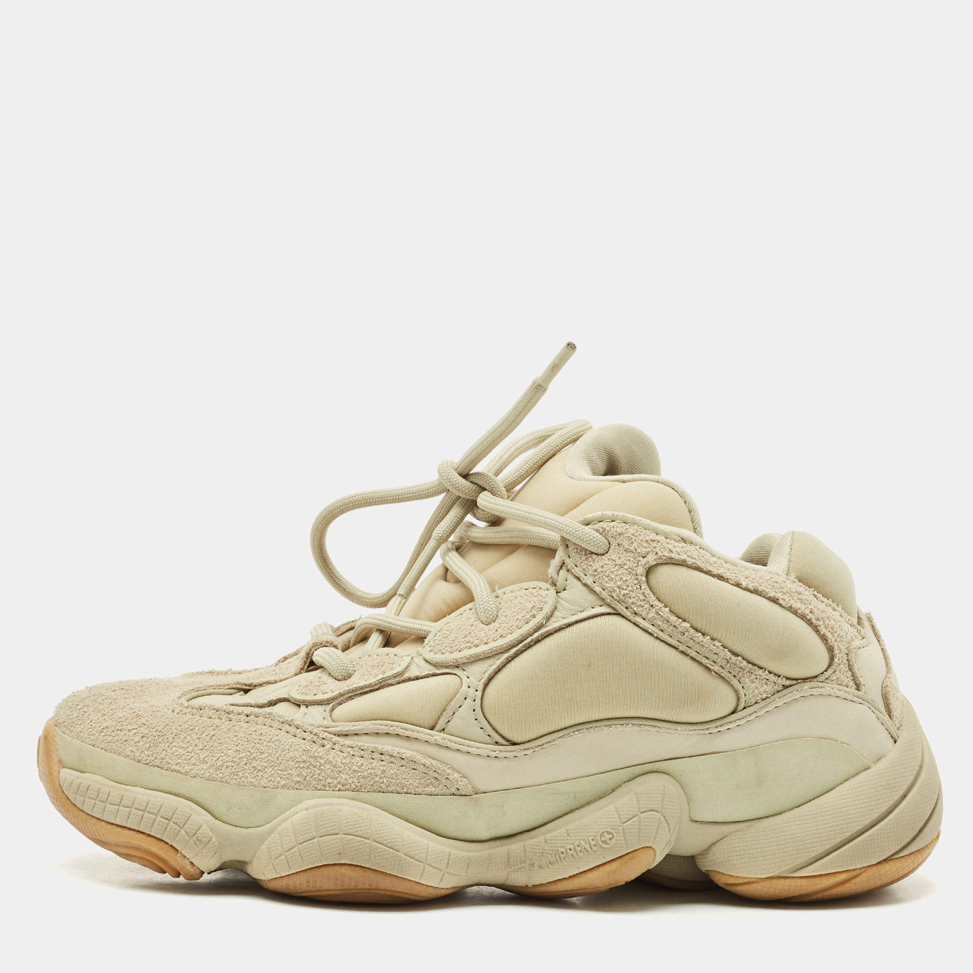 Pre Owned Yeezy x Adidas Green Neoprene and Suede Yeezy 500 Stone Sneakers Size 38