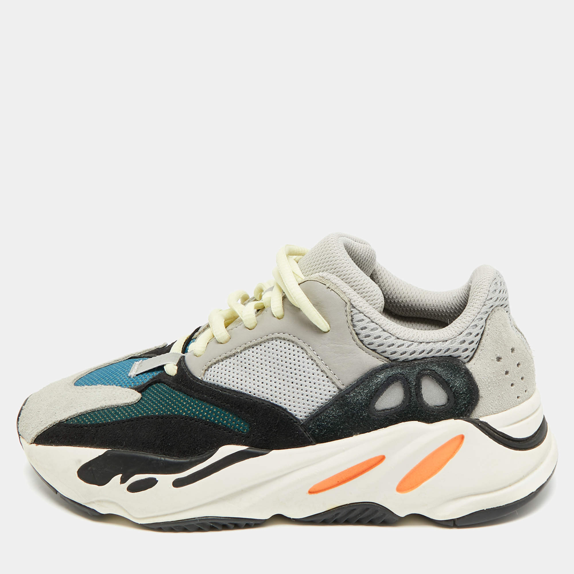 Pre Owned Yeezy x Adidas Boost 700 Size 38.5 Multicolor Leather, Mesh and Suede Wave Runner Low Top Sneakers