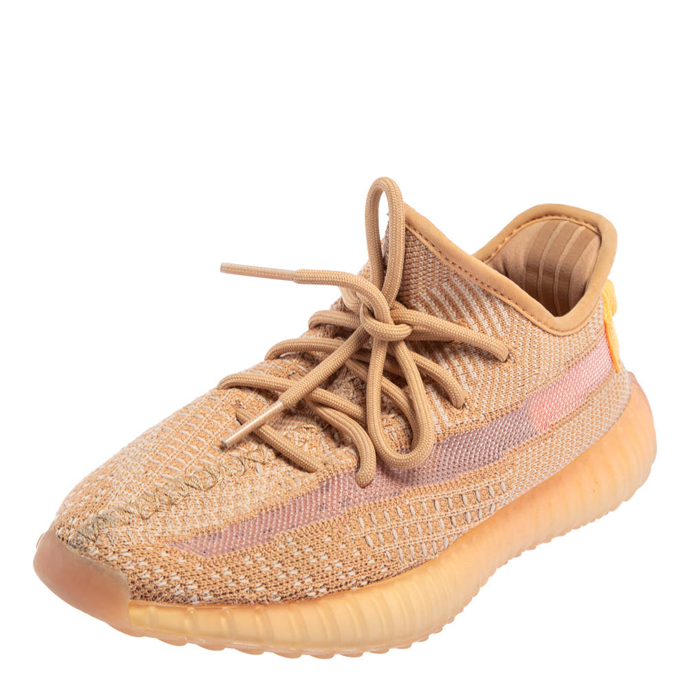 Yeezy x adidas Beige Knit Fabric Boost 350 V2 Clay Sneakers Size 38