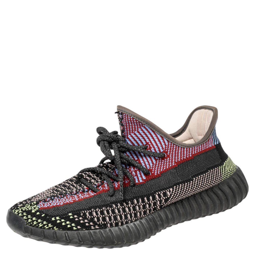 Pre Owned Yeezy x Adidas Multicolor Knit Fabric Boost 350 V2 Yecheil (Reflective) Sneakers 41.5