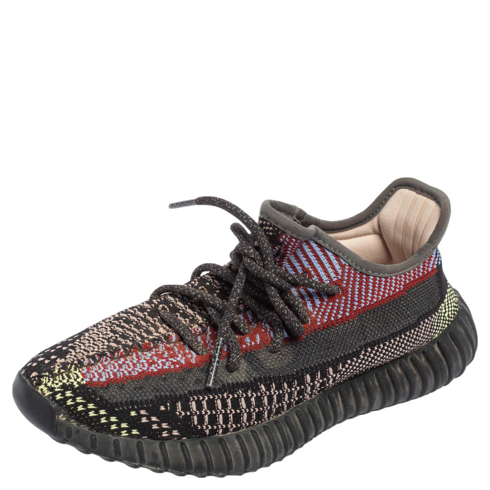 Pre Owned حذاء رياضي ييزي  وأديداس "بوست 350 ڨي2 يشيل" تريكو قماش متعدد الألوان مقاس 37