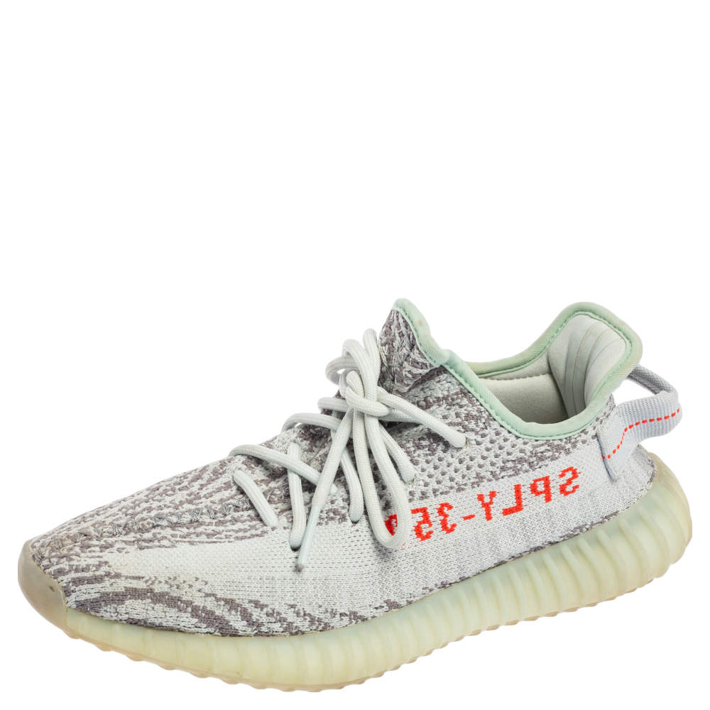 مملوكة مسبقًا حذاء رياضي ييزي x أديداس بوست 350 V2 2.0 قماش تريكو رصاصي//أزرق مقاس 39.5