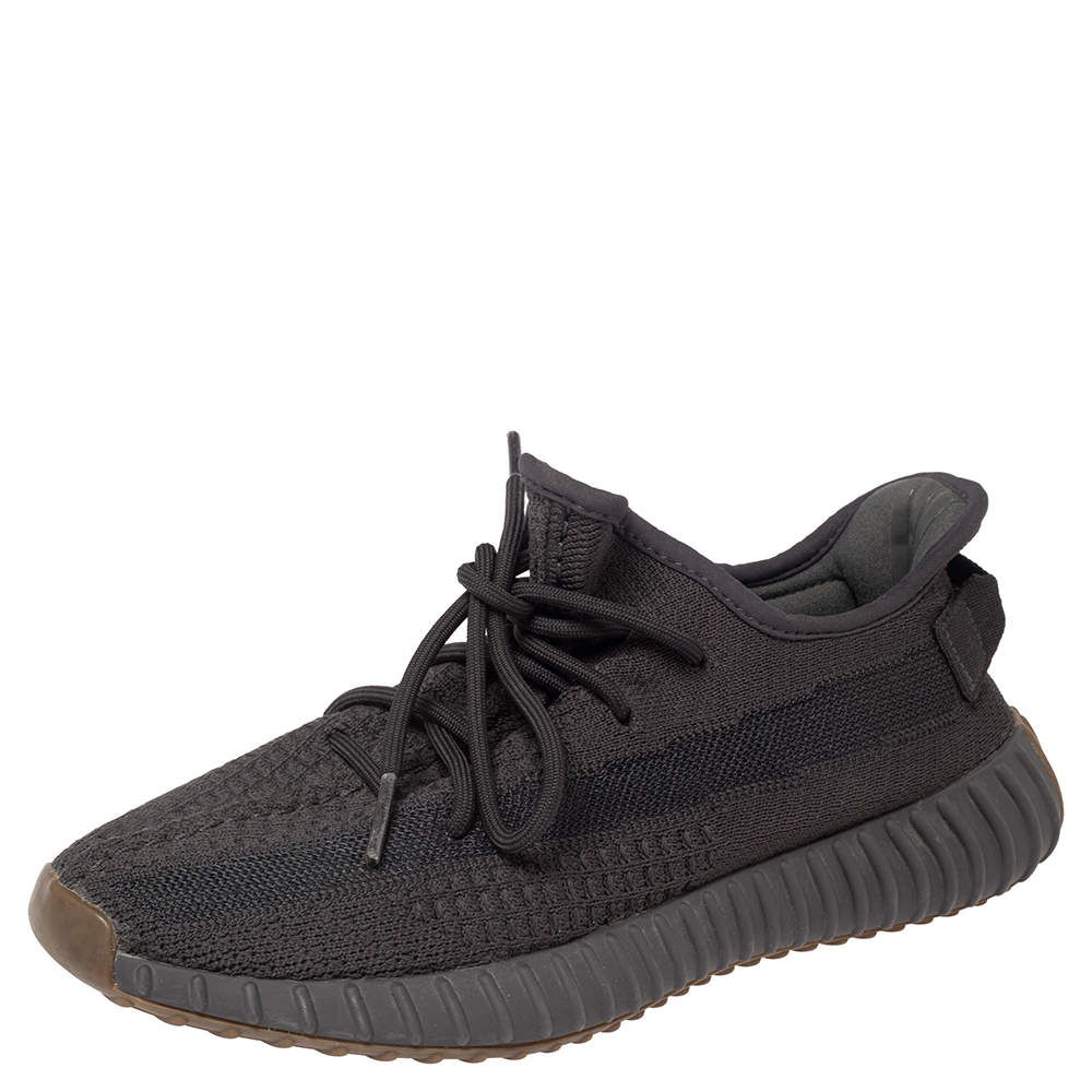 Pre Owned Yeezy x adidas Black Knit Fabric Boost 350 V2 Low Top Sneakers Size 40