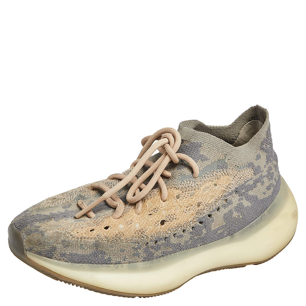 Pre Owned حذاء رياضي ييزي x أديداس بوست 380 ميست ريفلكتيف قماش تريكو رصاصي بعنق منخفض مقاس 38 1/3