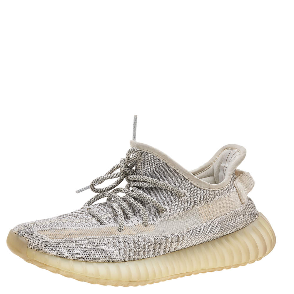 Pre Owned حذاء رياضي ييزي x أديداس بوست 350 V2 ستاتيك قماش تريكو رصاصي/أبيض مقاس 40 2/3 