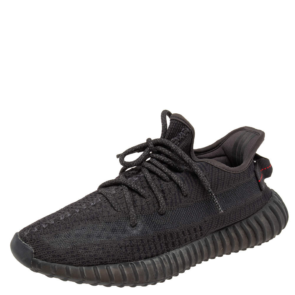 Pre Owned Yeezy x Adidas  Dark Grey Knit Fabric Boost 350 V2 Cinder Reflective Sneakers Size 40 2/3
