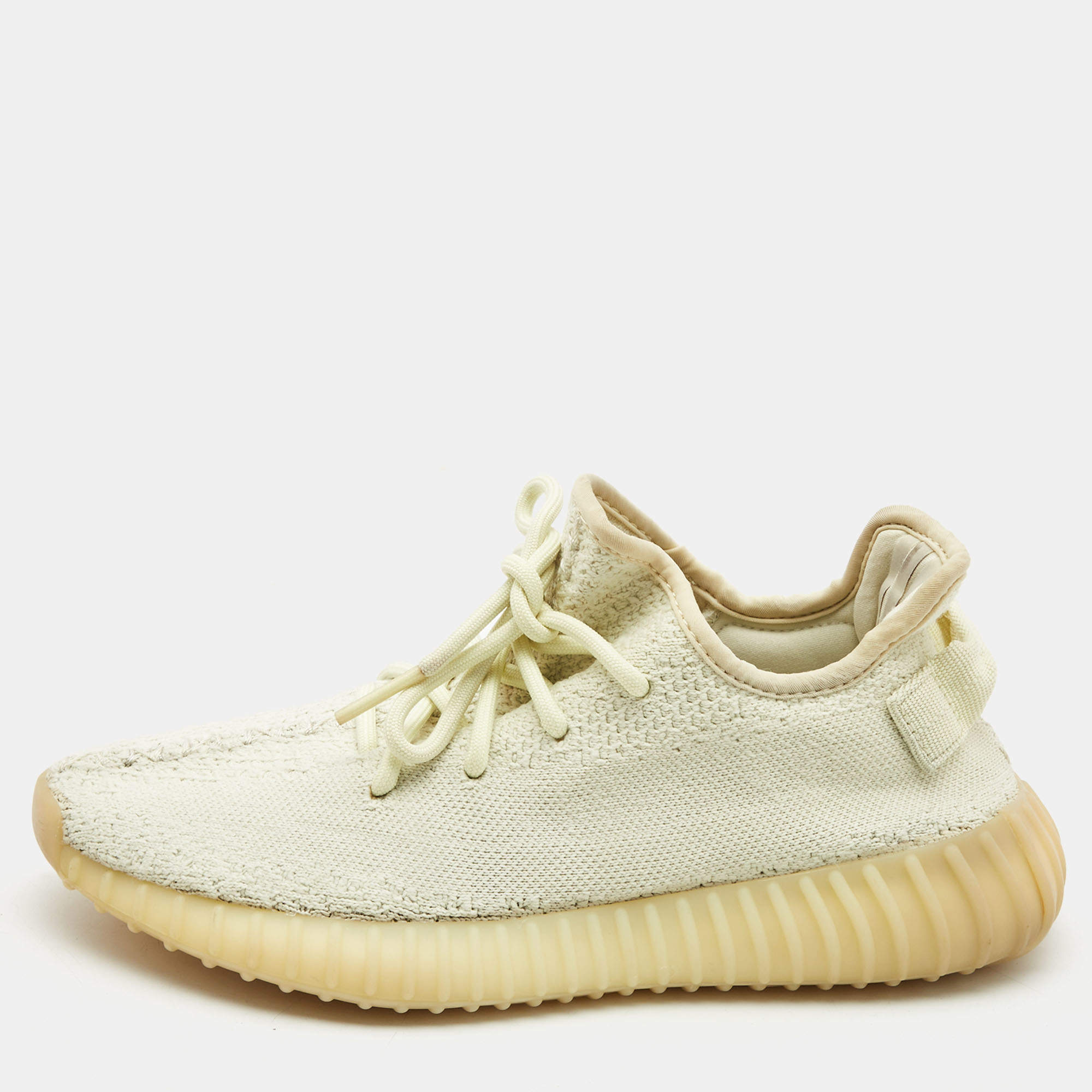 Yeezy x Adidas Green Knit Fabric Boost 350 V2 Sesame Sneakers Size 38 2/3