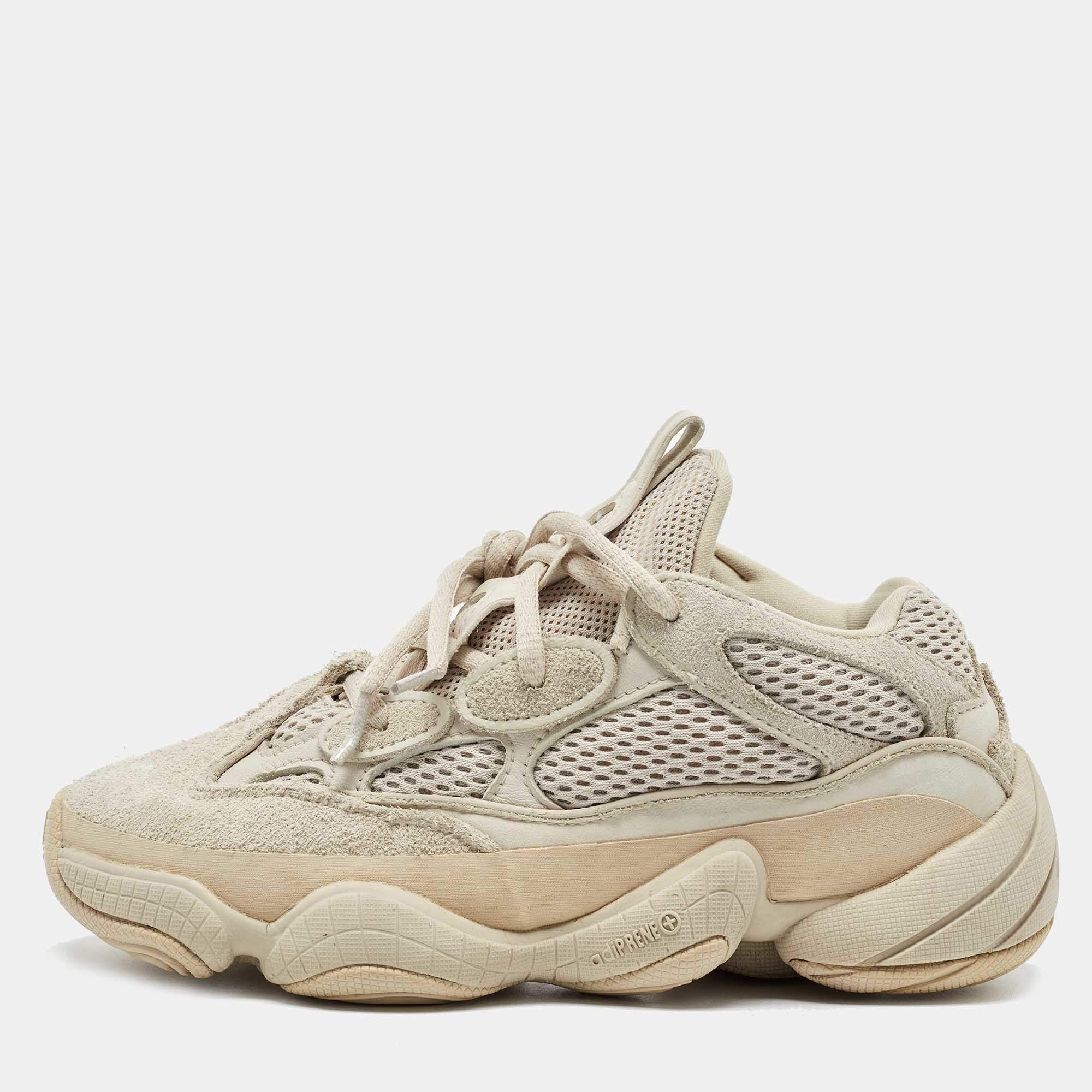 Pre Owned Yeezy x Adidas Grey Suede Yeezy 500  Sneakers Size 36