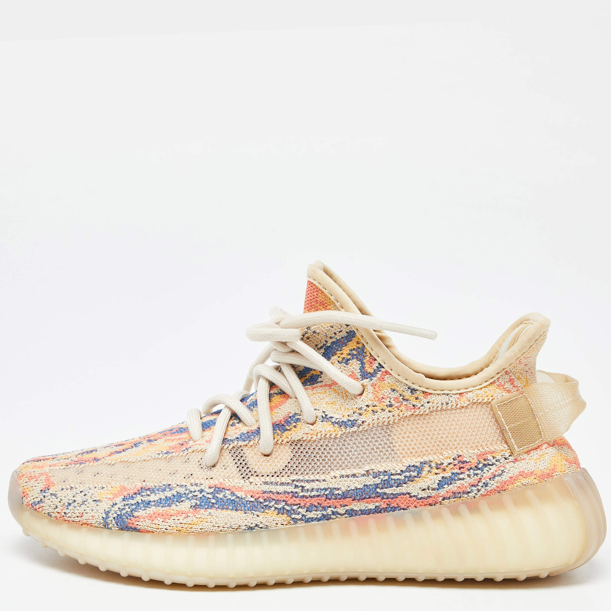 Pre Owned Yeezy x Adidas Multicolor Knit Fabric Boost 350 V2 Mx-Oat Sneakers Size 37 1/3