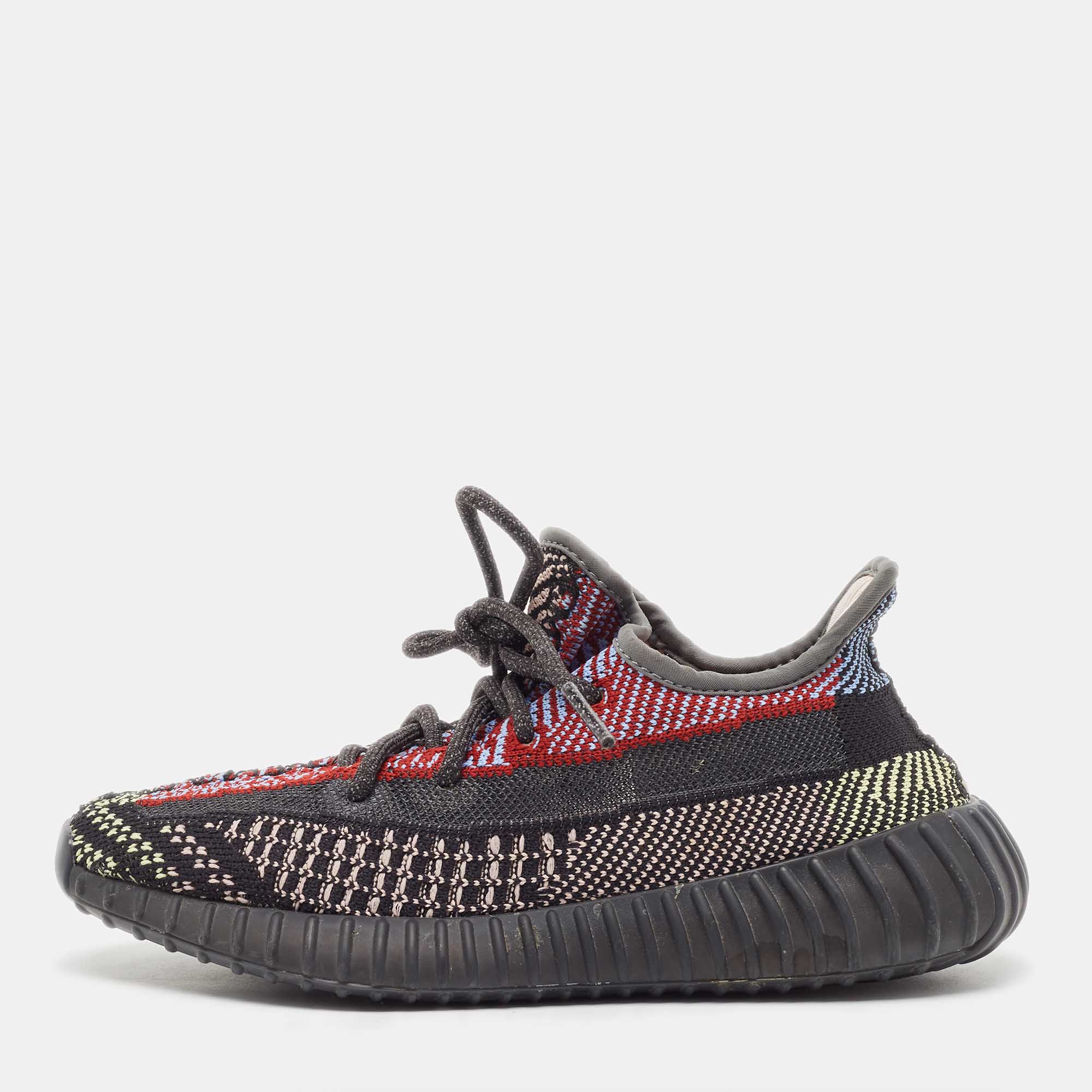 Pre Owned Yeezy x Adidas Multicolor Knit Fabric Boost 350 V2 Yecheil (Non-Reflective) Sneakers Size 38