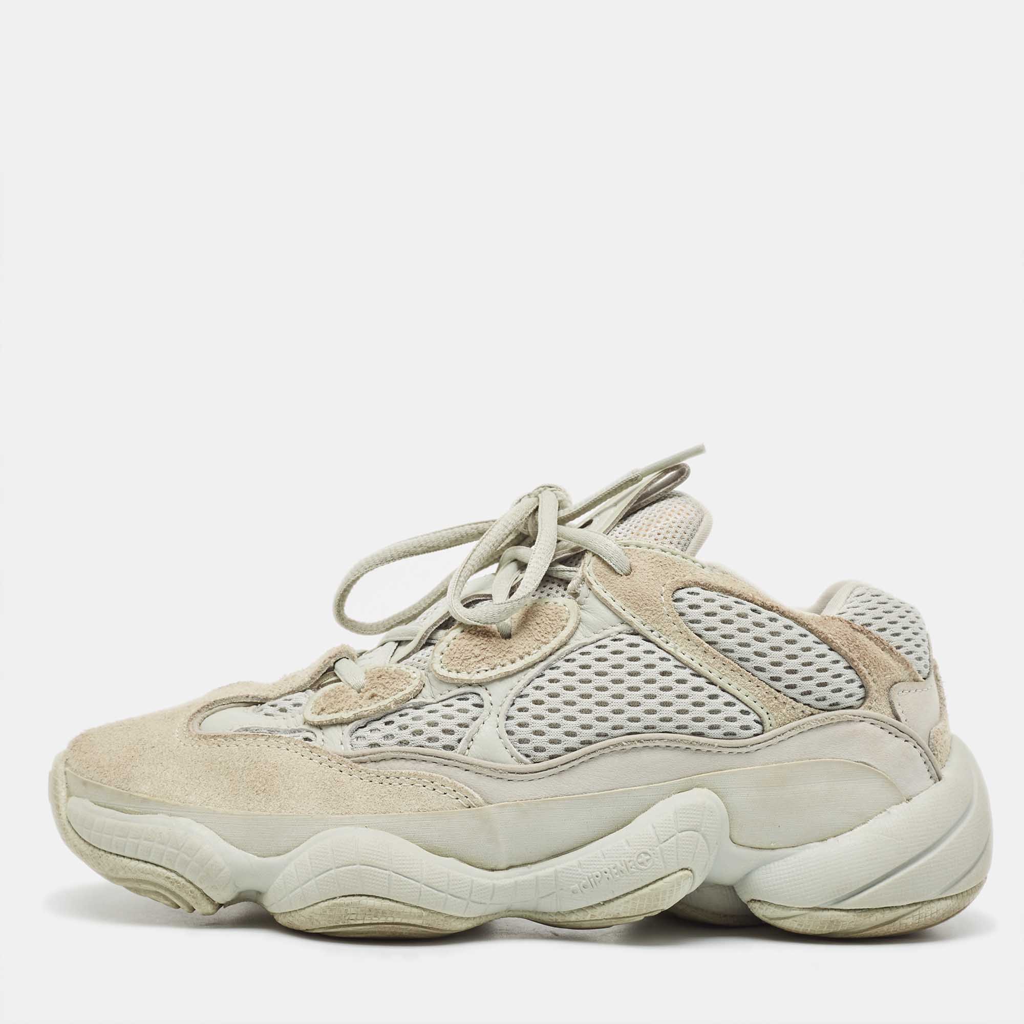 Pre Owned Yeezy x Adidas Grey Suede and Fabric Yeezy 500 salt Sneakers Size 38