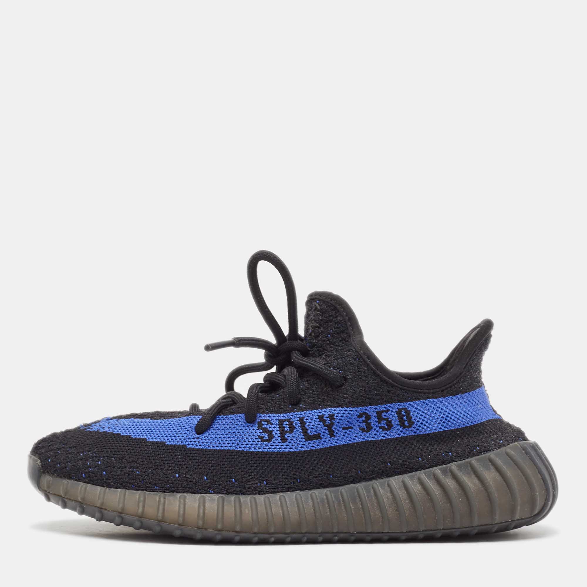 Yeezy x Adidas Black/Blue Knit Fabric Boost 350 V2 Dazzling Blue Sneakers Size 38 2/3