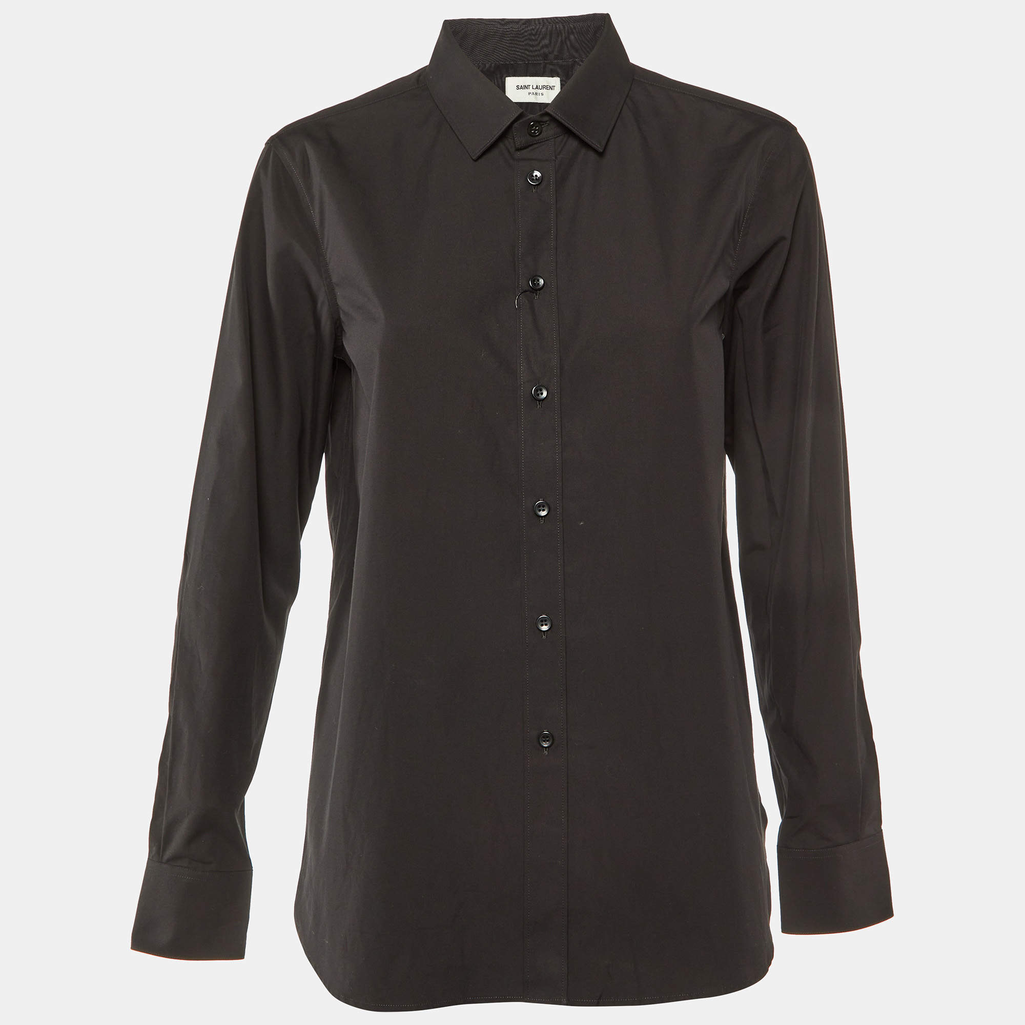 Saint Laurent Paris Black Cotton Button Front Shirt M