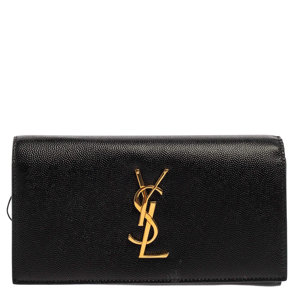 Pre Owned Saint Laurent Black Leather Kate Clutch