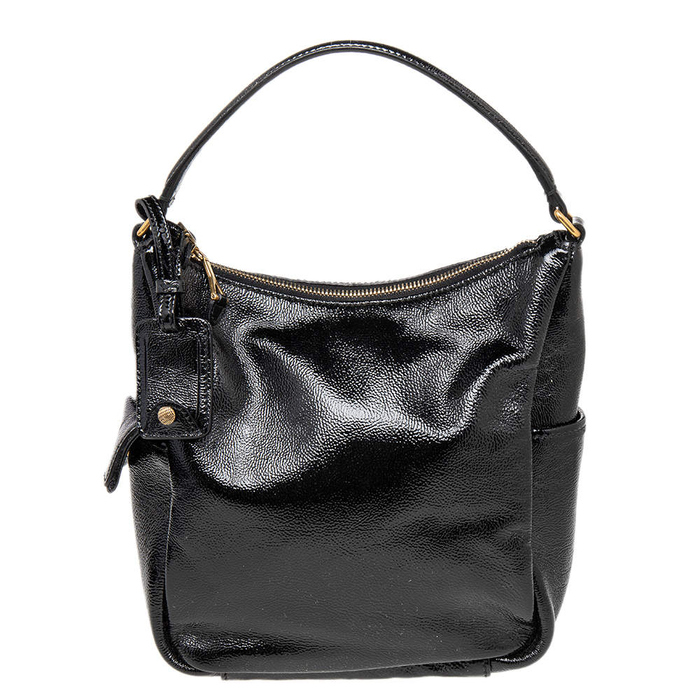 Pre Owned Yves Saint Laurent Black Leather Zip Hobo