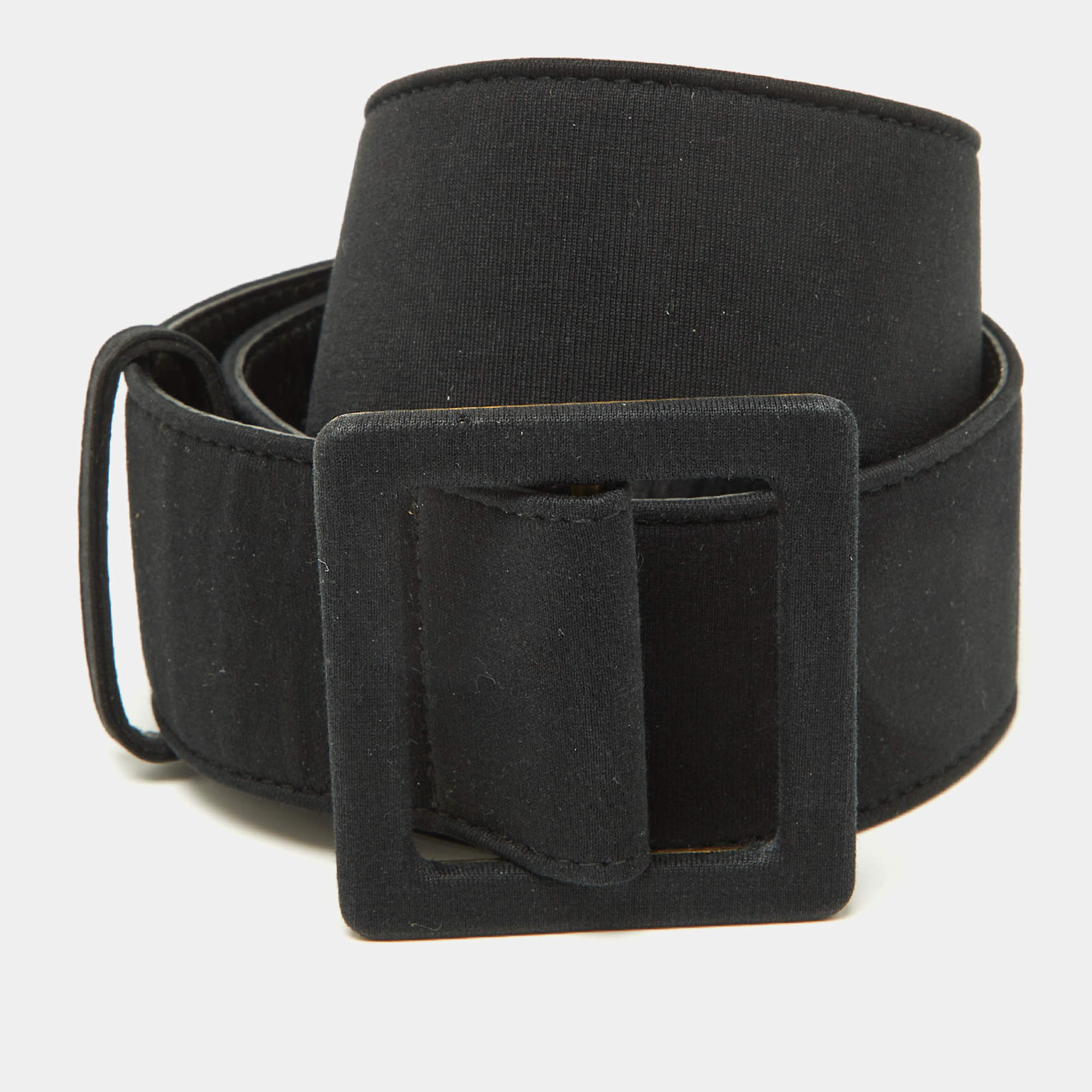 Saint Laurent Paris Black Leather YSL Logo Buckle Belt 95CM