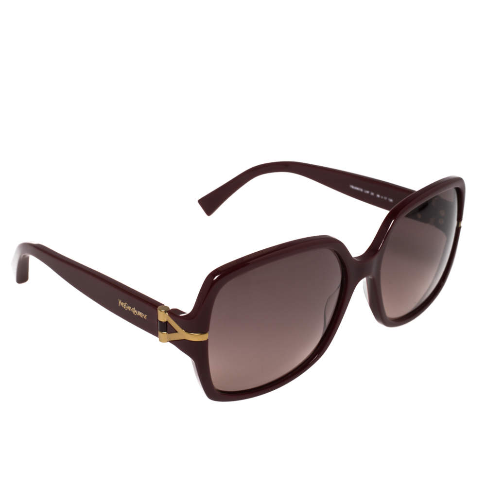 Pre Owned Yves Saint Laurent Bordeaux / Burgundy YSL6307/S Square Sunglasses