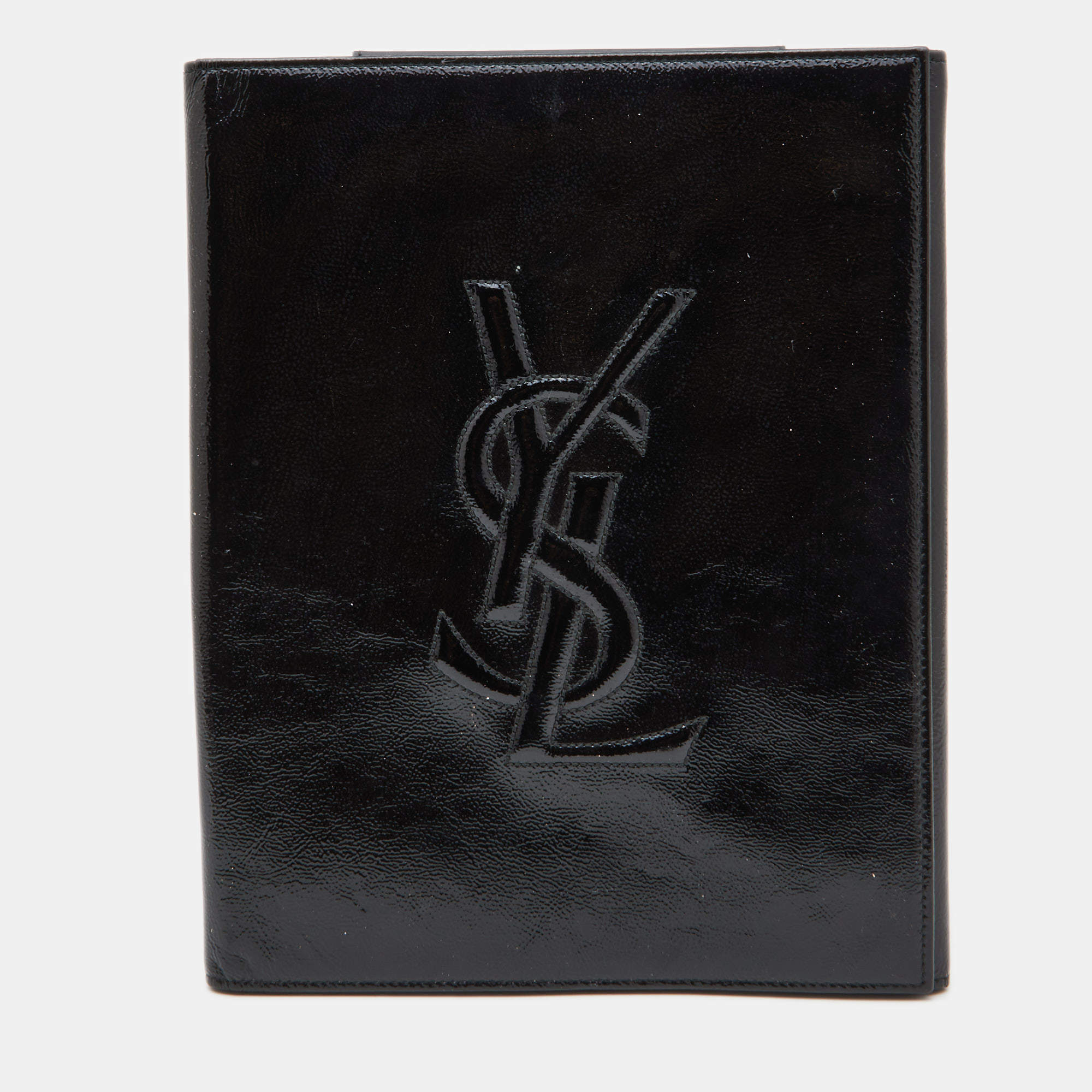 Pre Owned Yves Saint Laurent Black Patent Leather iPad Case