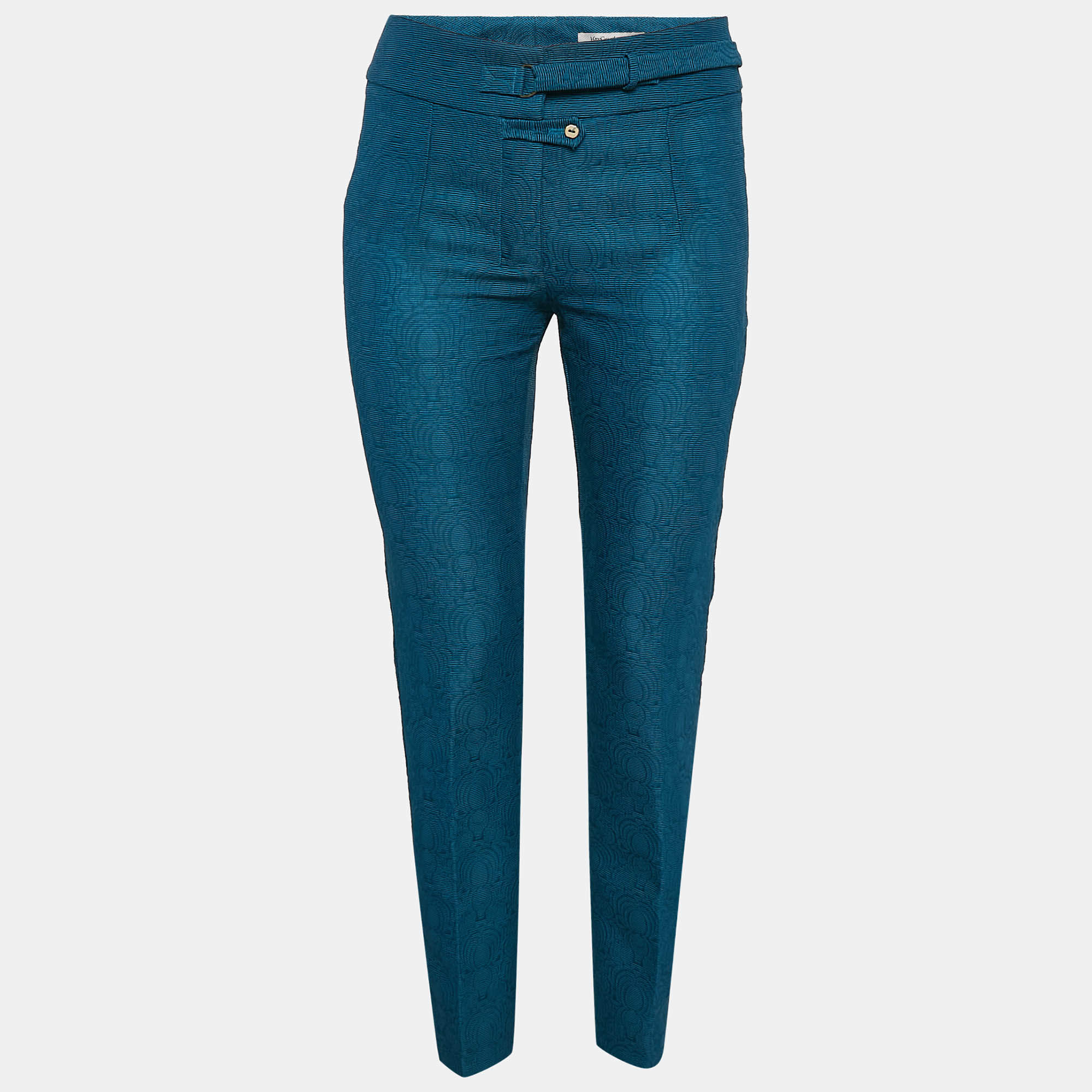 Yves Saint Laurent Vintage Blue Nylon Jacquard Trousers S