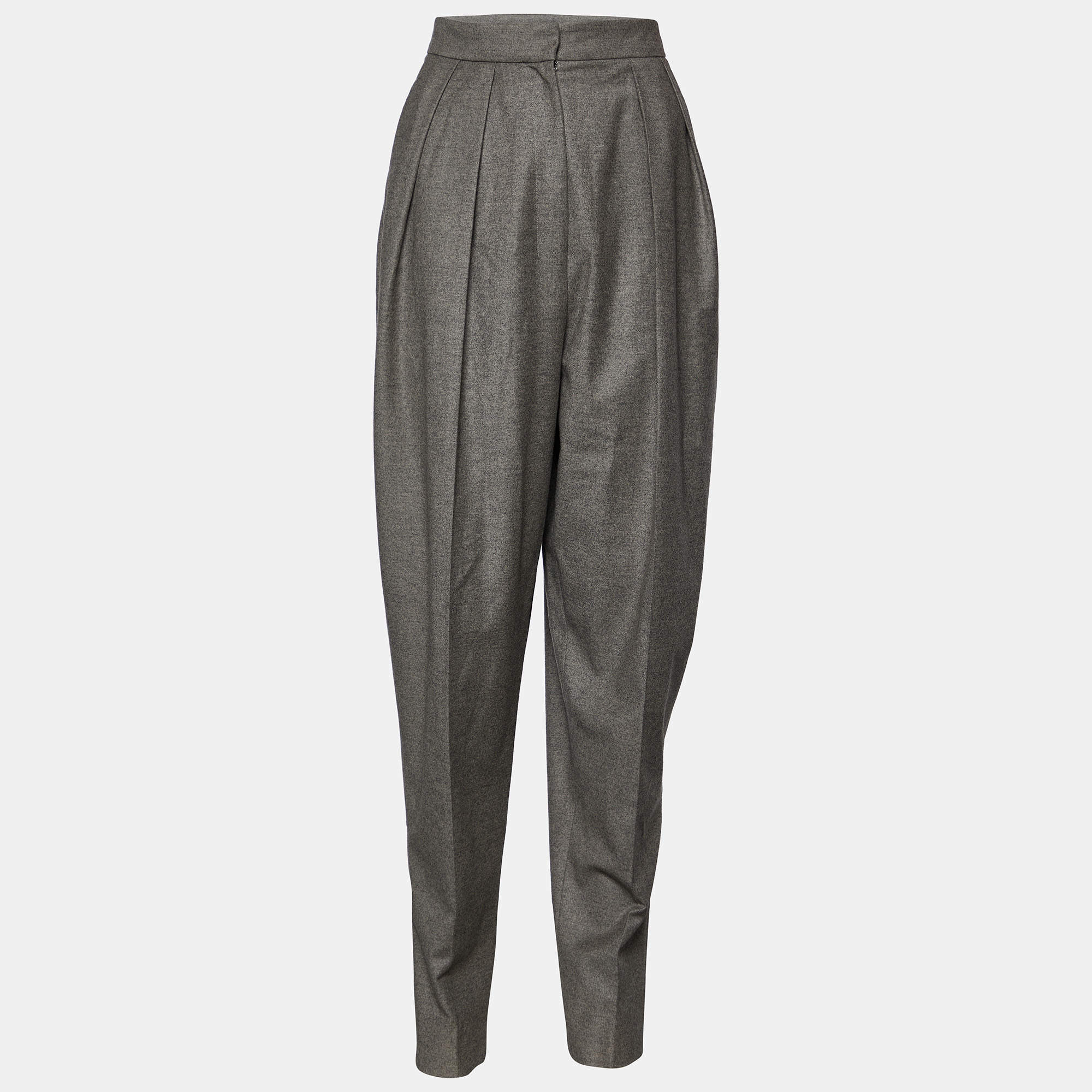 Pre Owned Yves Saint Laurent Grey Wool & Cashmere Pleated Pants L Waist 31.5"