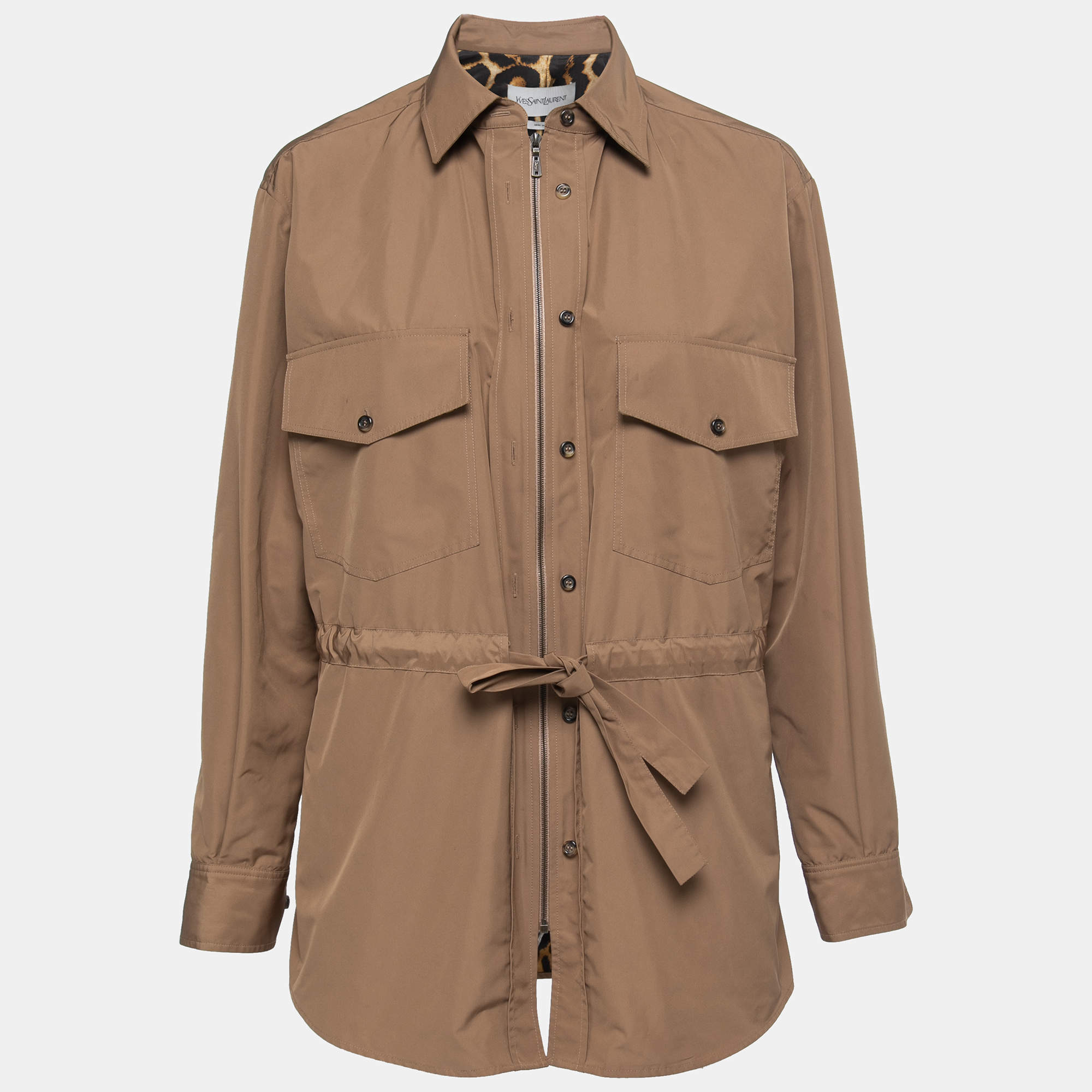 Yves Saint Laurent Brown Zip-Up Shirt Jacket M