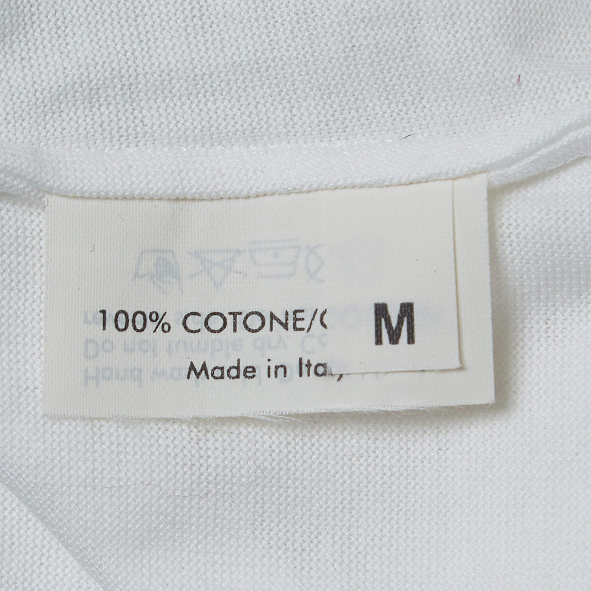 Pre Owned Yves Saint Laurent Vintage White Print Cotton Tank Top M
