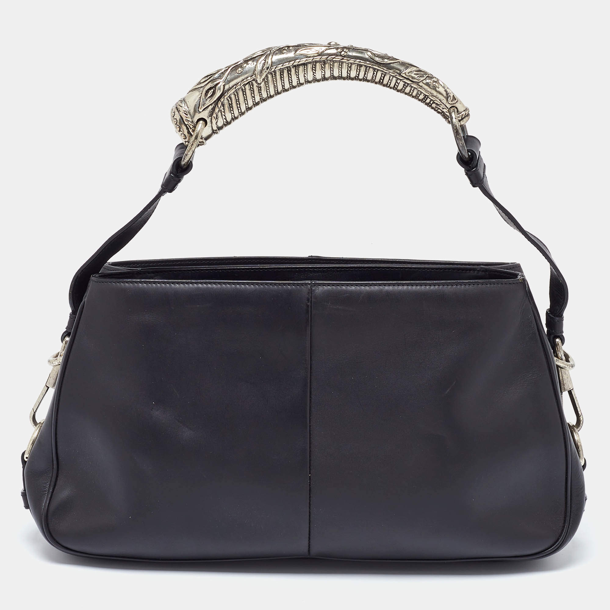 Yves Saint Laurent Black Leather Mombasa Hob Shoulder Bag