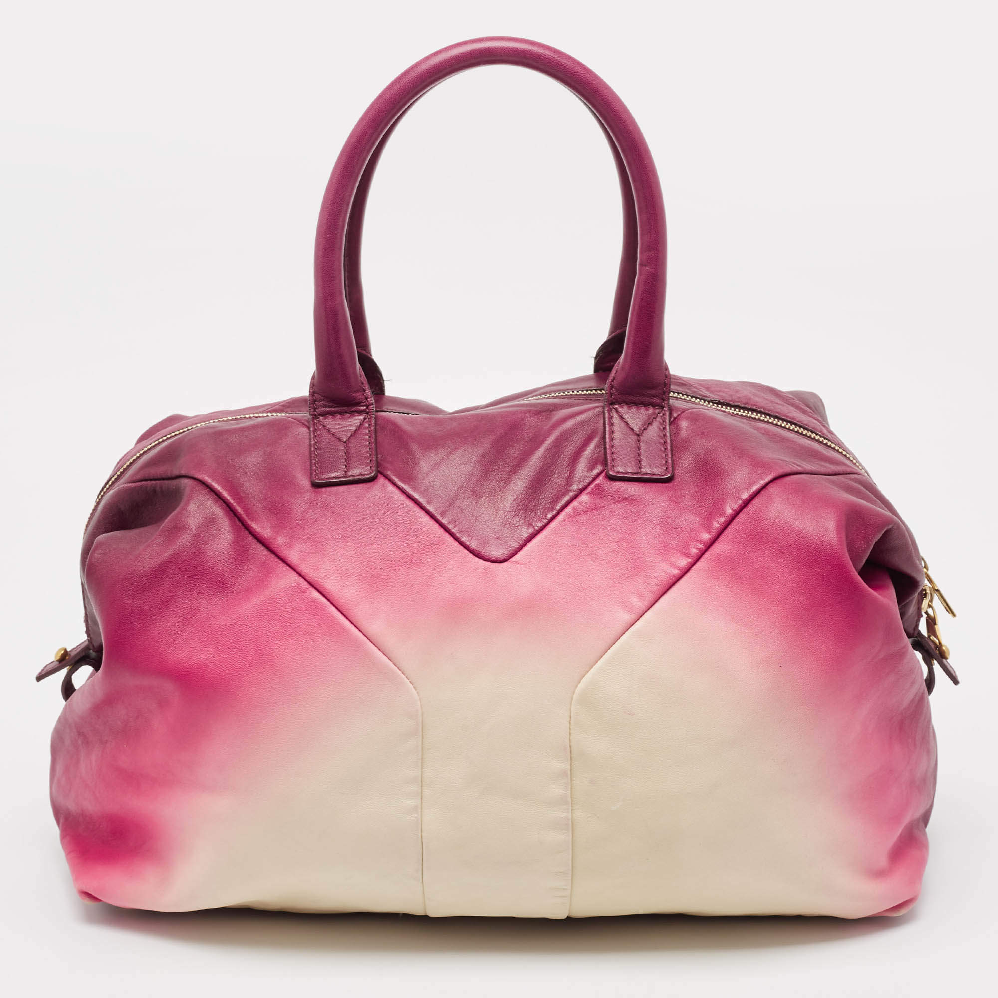 Pre Owned Yves Saint Laurent Ombre Pink Leather Easy Y Satchel