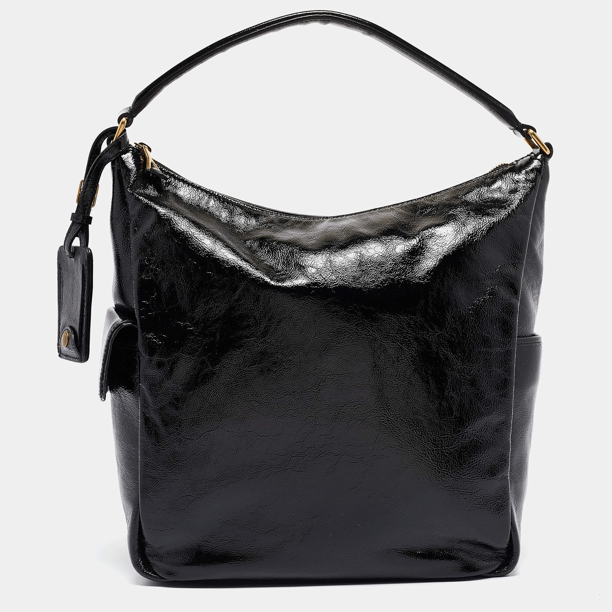 Yves Saint Laurent Black Patent Leather Multy Hobo