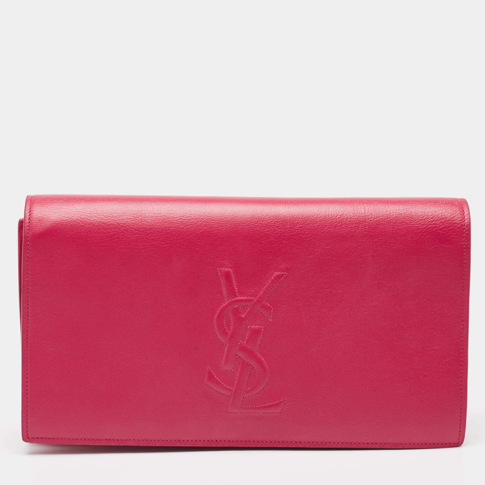 Pre Owned Yves Saint Laurent Pink Leather Belle De Jour Clutch