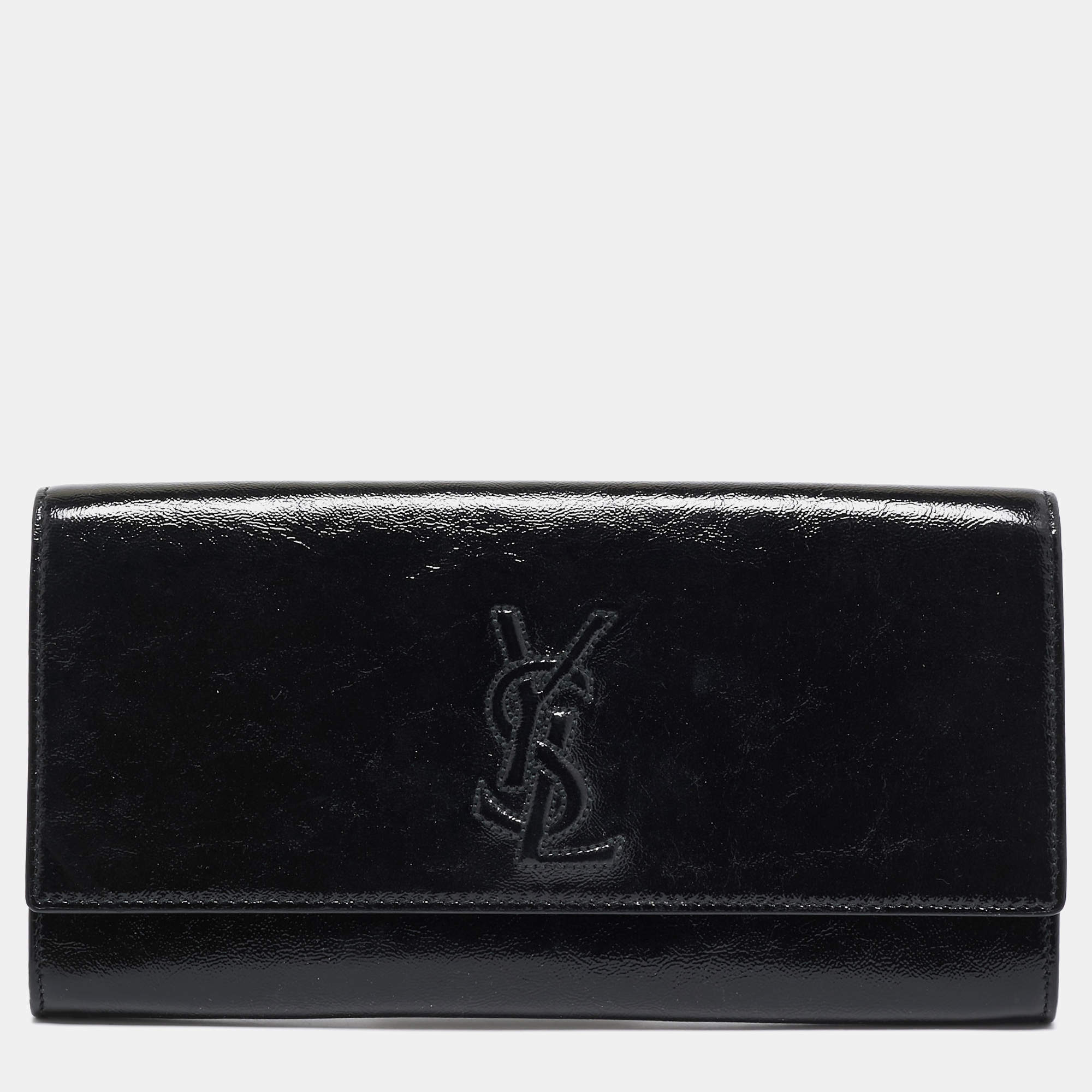 Yves Saint Laurent Black Patent Leather Belle De Jour Clutch