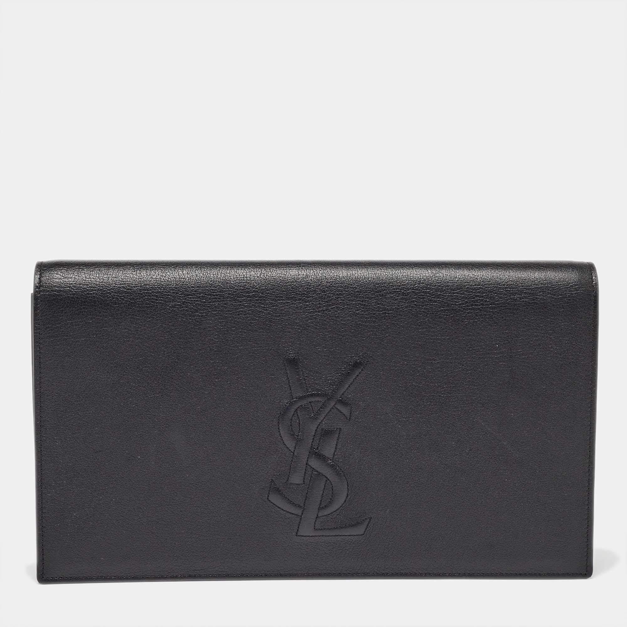 Pre Owned Yves Saint Laurent Black Leather Belle De Jour Clutch