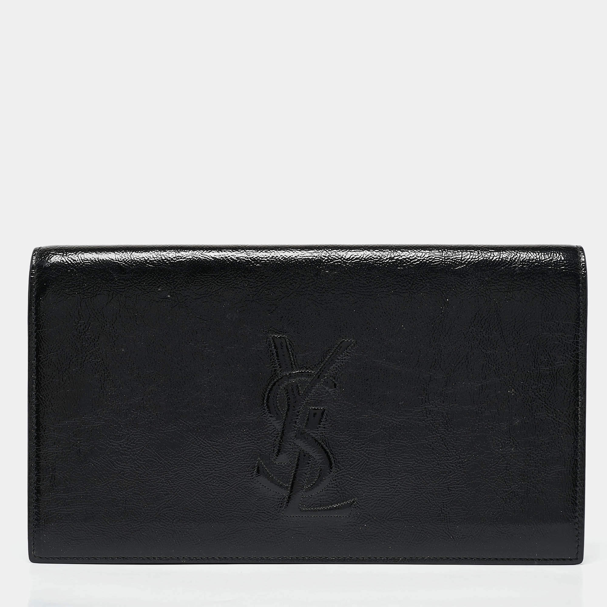 مملوكة مسبقًا Yves Saint Laurent Black Patent Leather Belle De Jour Clutch