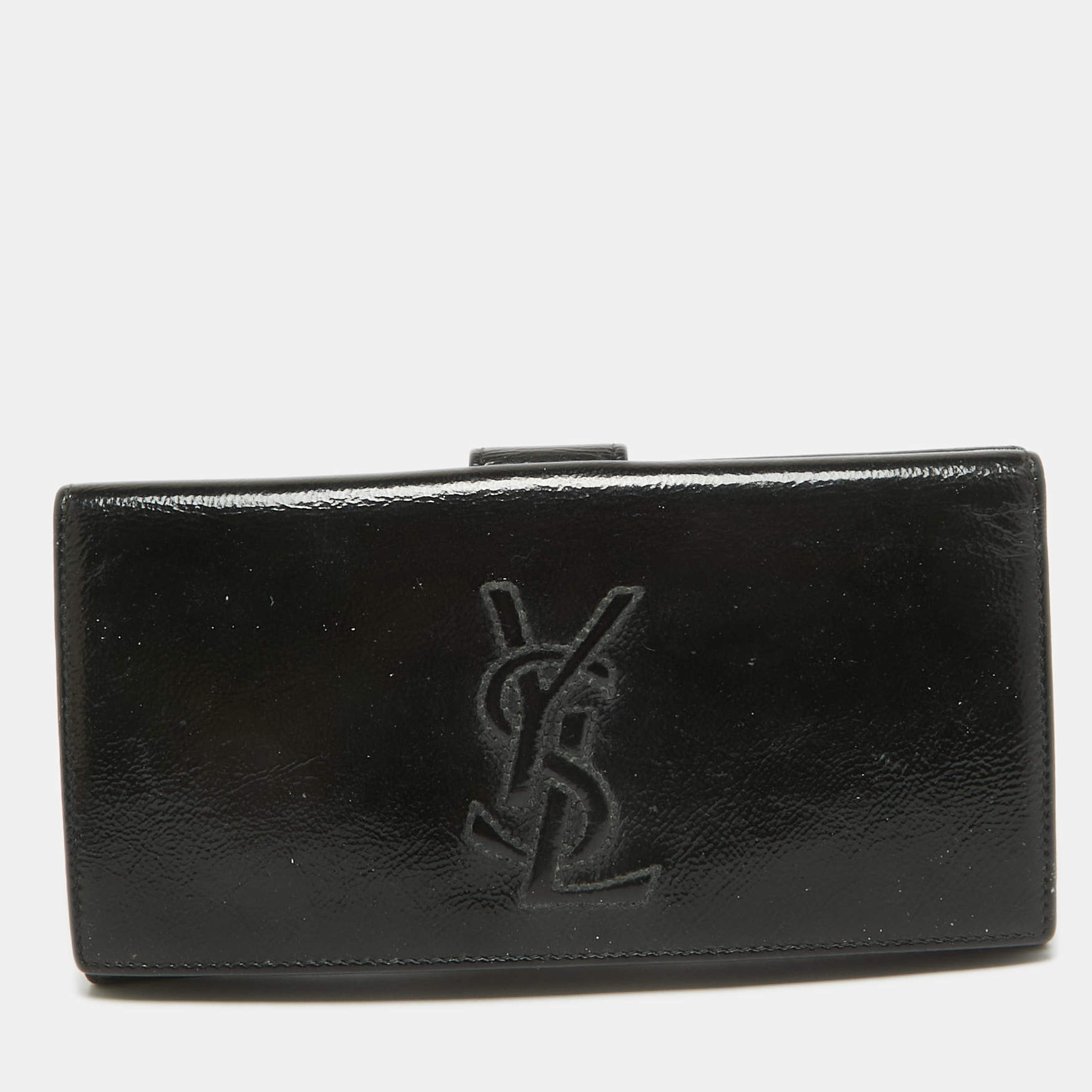 Yves Saint Laurent Black Patent Leather Belle De Jour French Flap Wallet