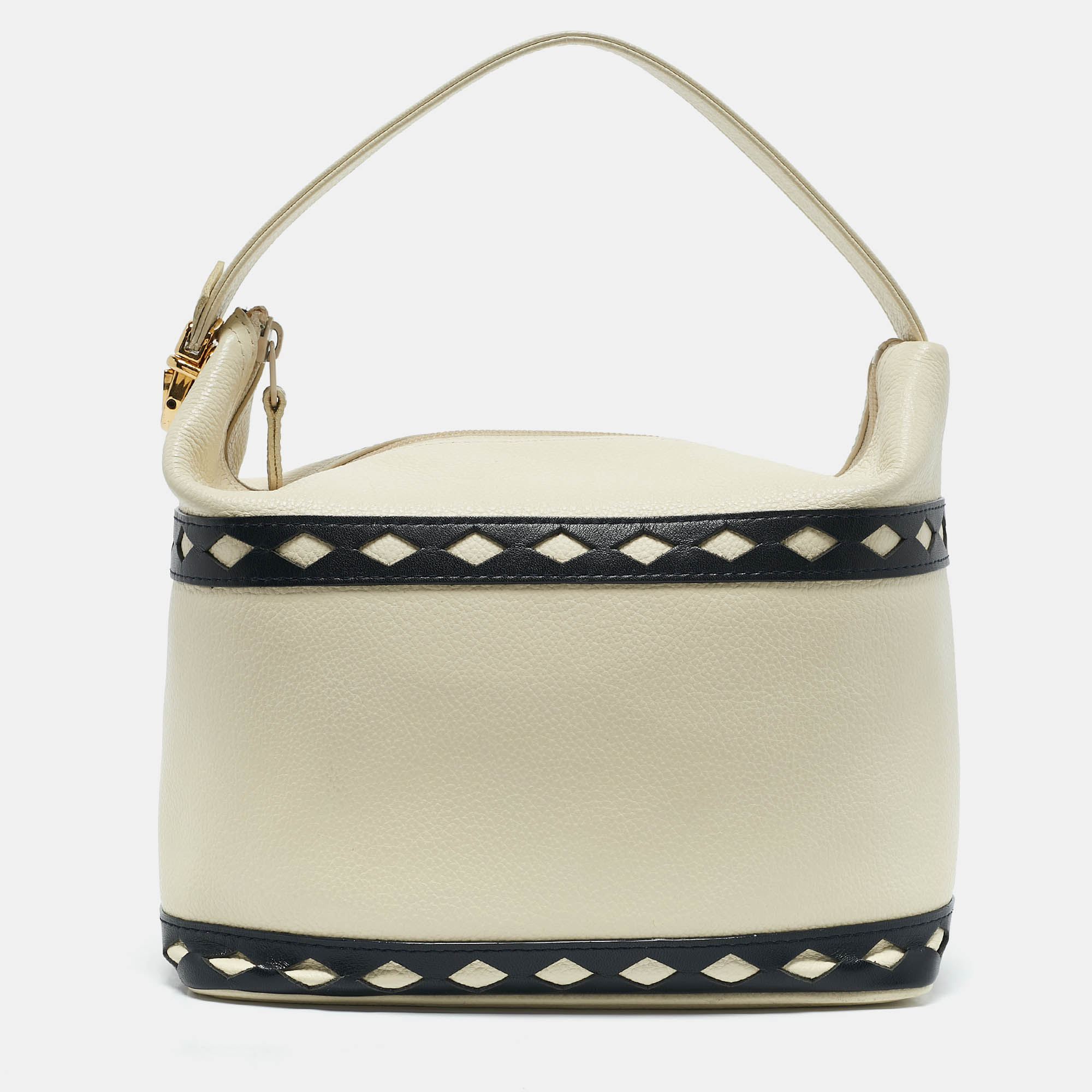 Yves Saint Laurent Off White/Blue Leather Bucket bag