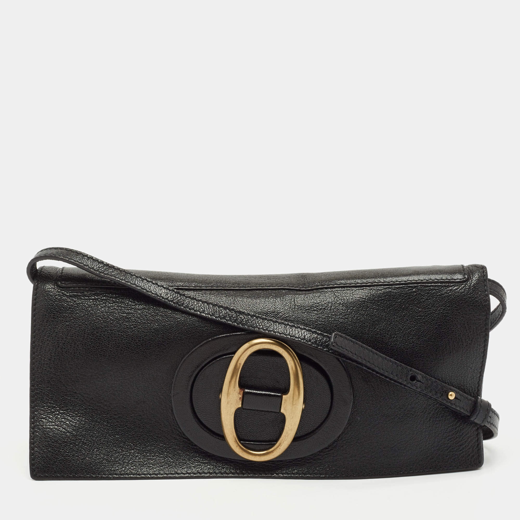 Yves Saint Laurent Black Leather Flap Clutch Bag