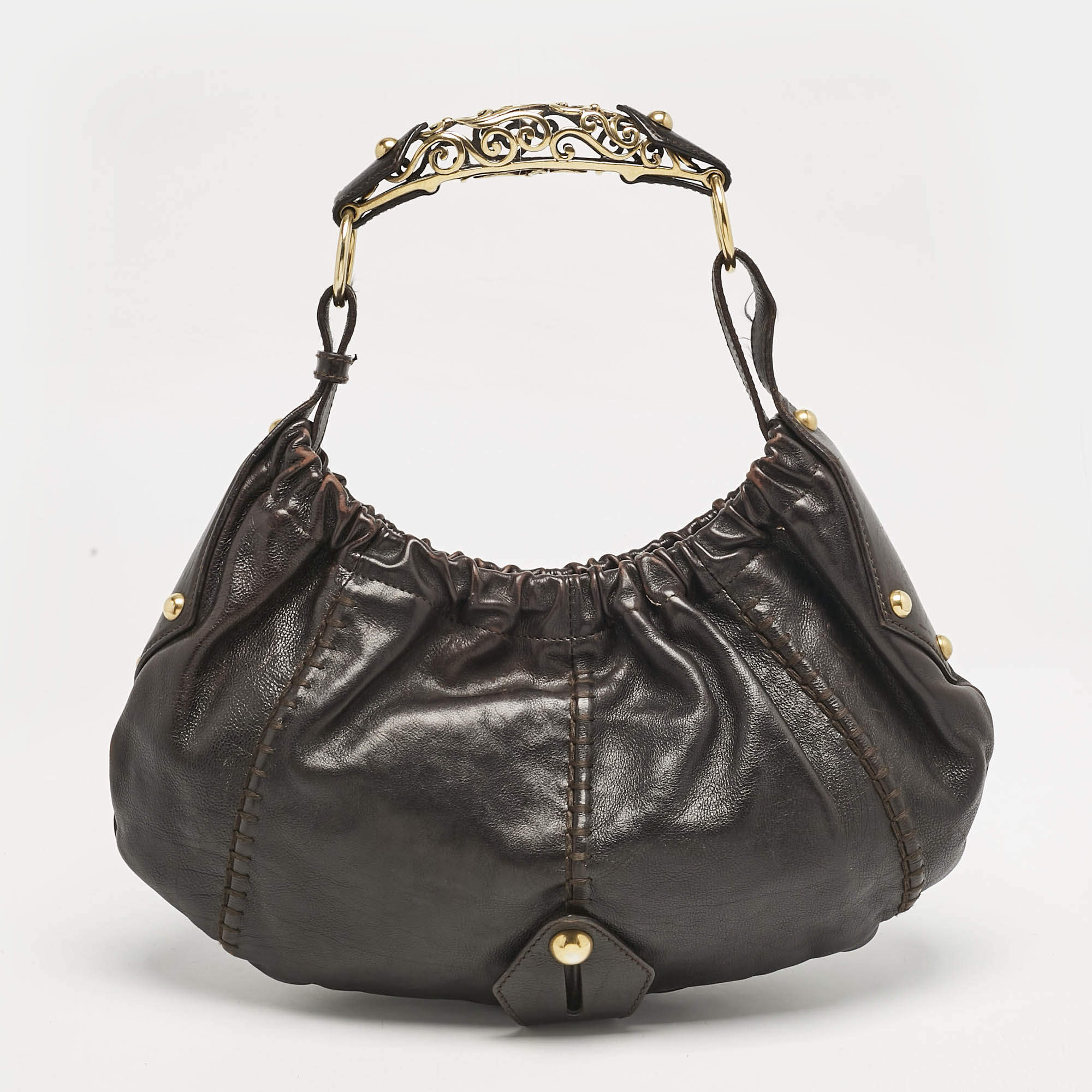 Pre Owned Yves Saint Laurent Choco Brown Leather Vincennes Mombasa Hobo