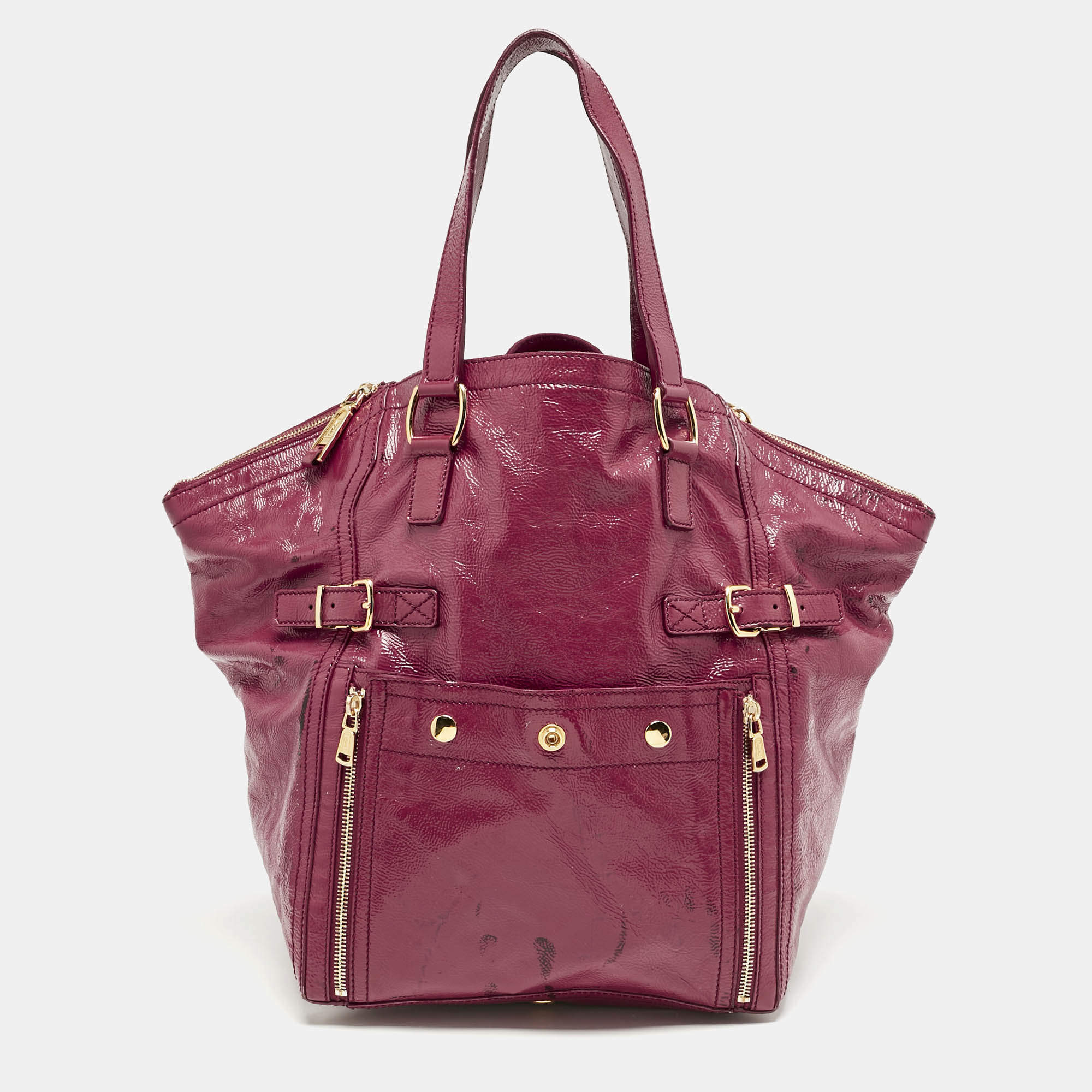 Yves Saint Laurent Pink Patent Leather Large Downtown Tote