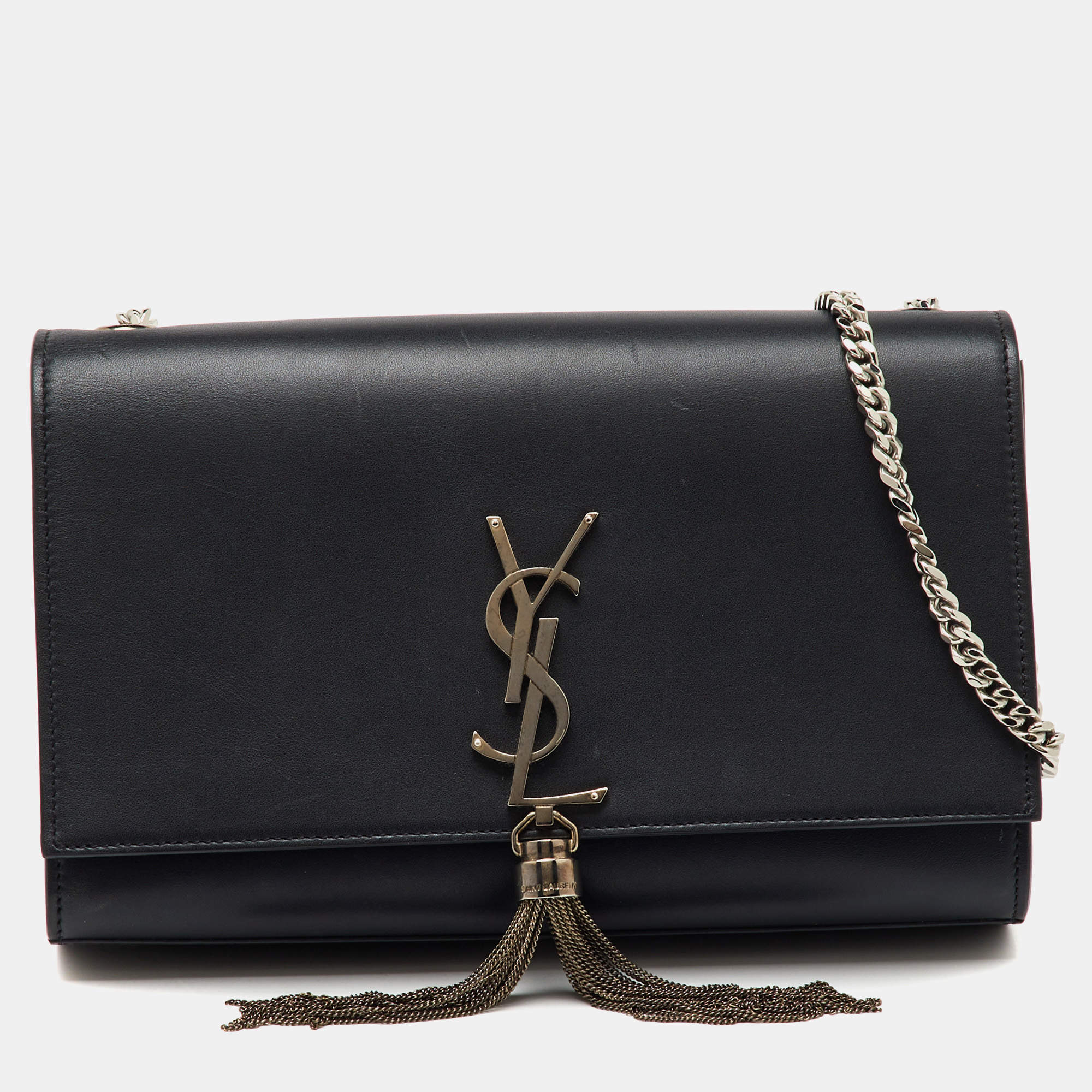 Saint Laurent Black Leather Medium Kate Tassel Chain Shoulder Bag