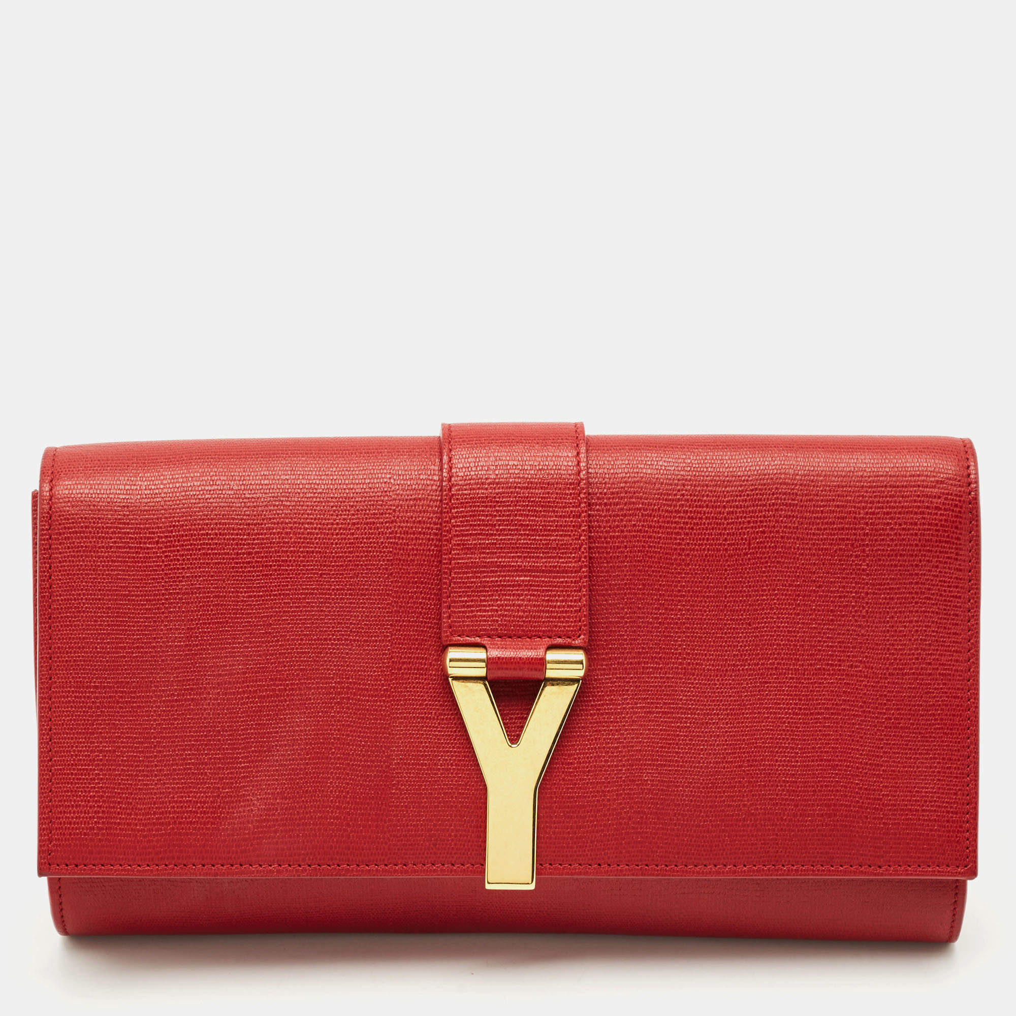 Yves Saint Laurent Red Leather Ligne Y Clutch