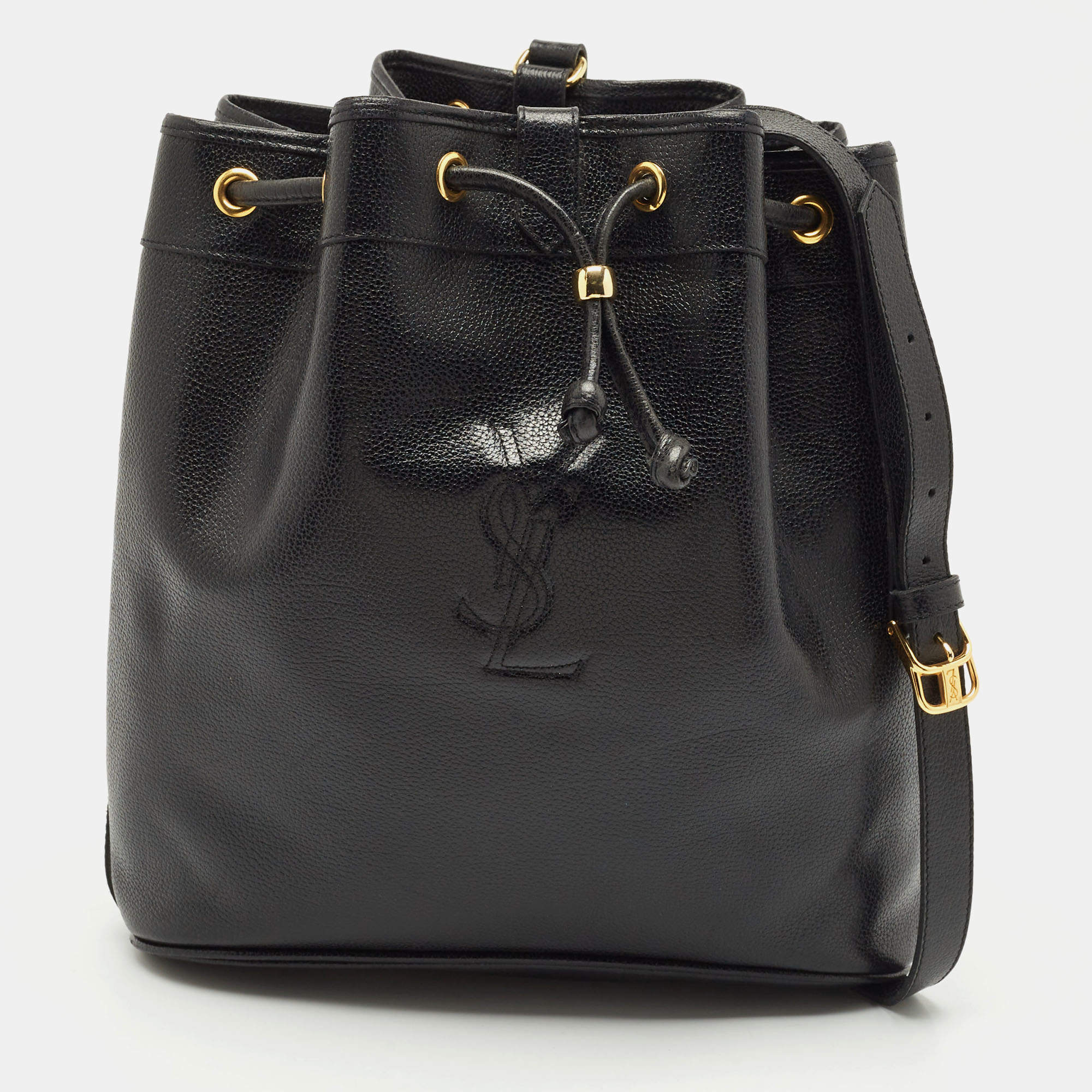 Yves Saint Laurent Black Leather Vintage Bucket Bag