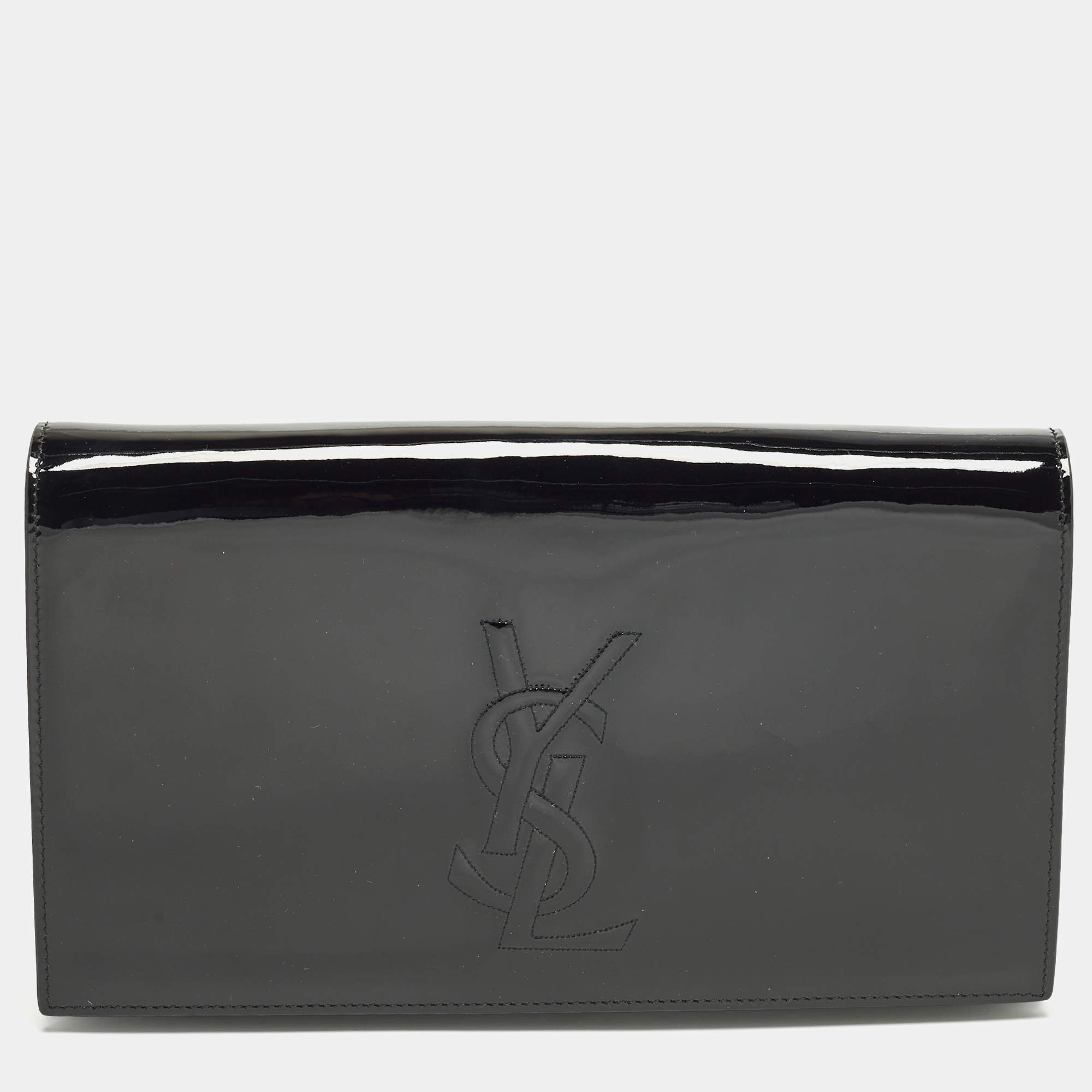 مملوكة مسبقًا Saint Laurent Belle De Jour Black Patent Leather Clutch