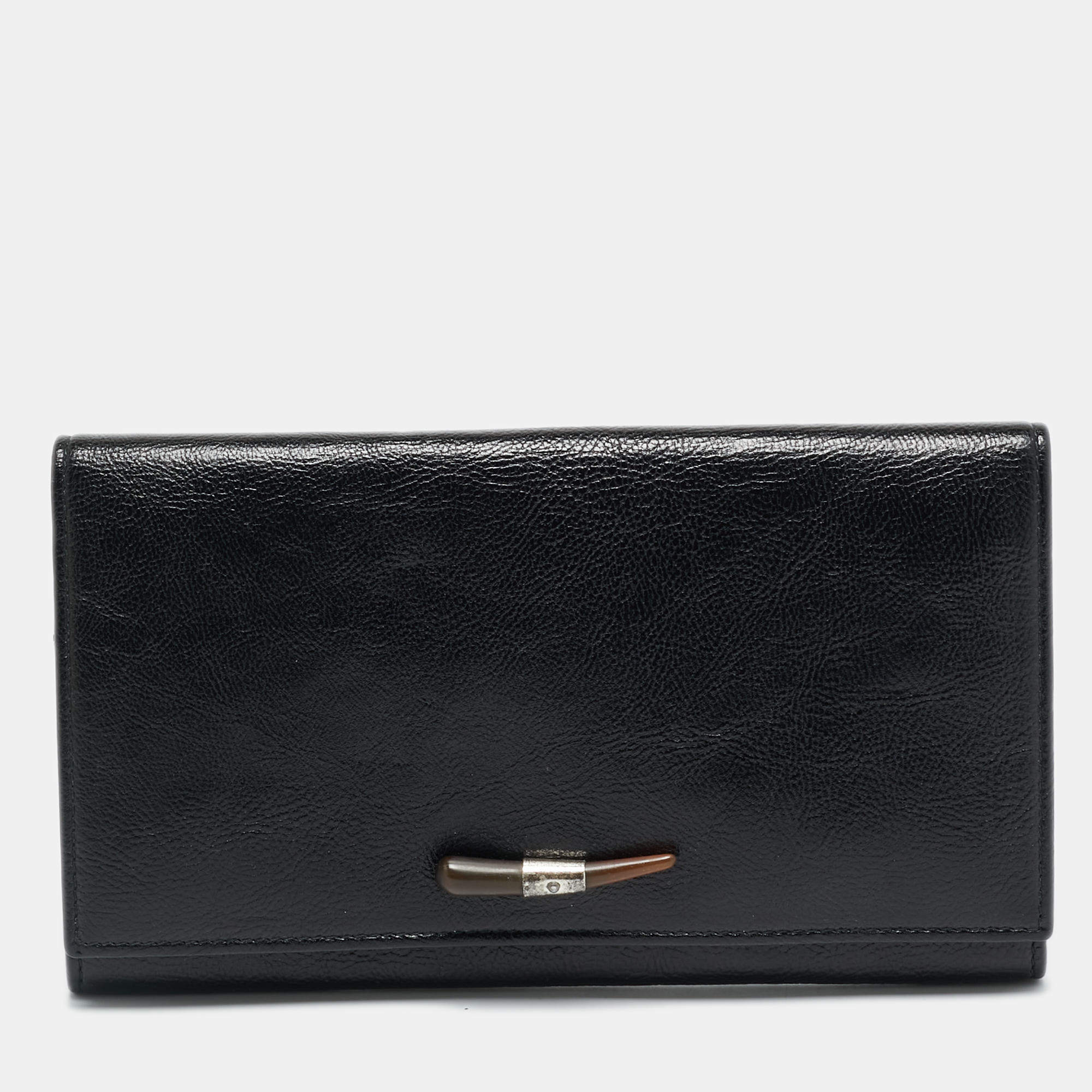 مملوكة مسبقًا Yves Saint Laurent Mombasa Black Leather Continental Wallet