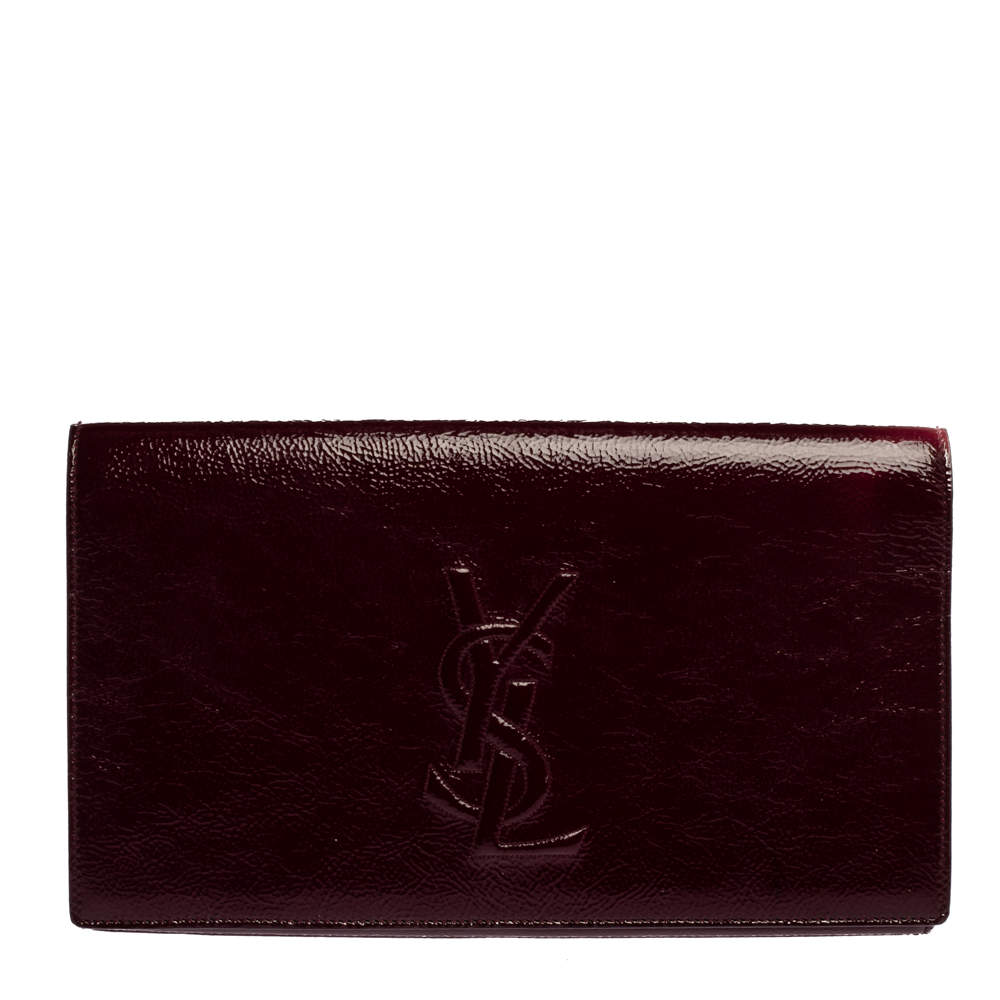 Yves Saint Laurent Burgundy Patent Leather Belle De Jour Clutch