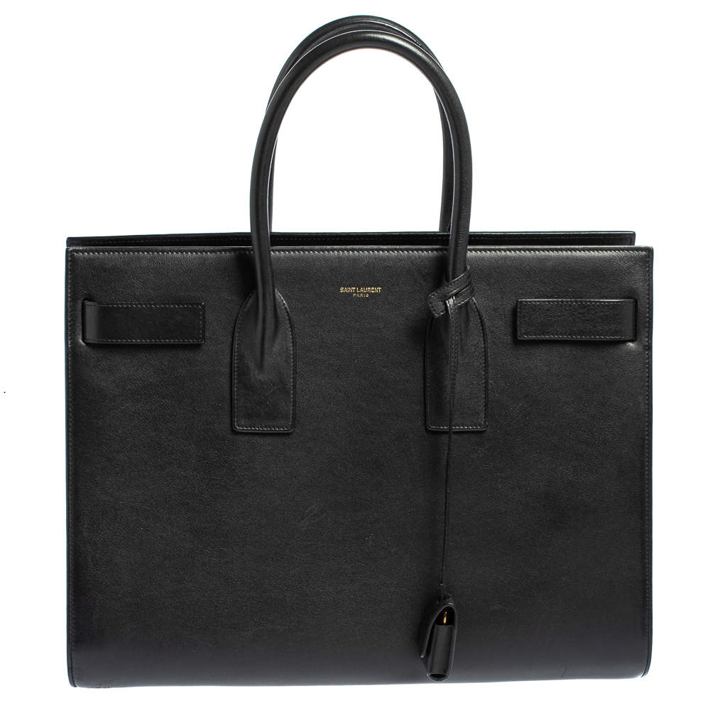 Pre Owned Saint Laurent Paris Black Leather Medium Sac De Jour Tote