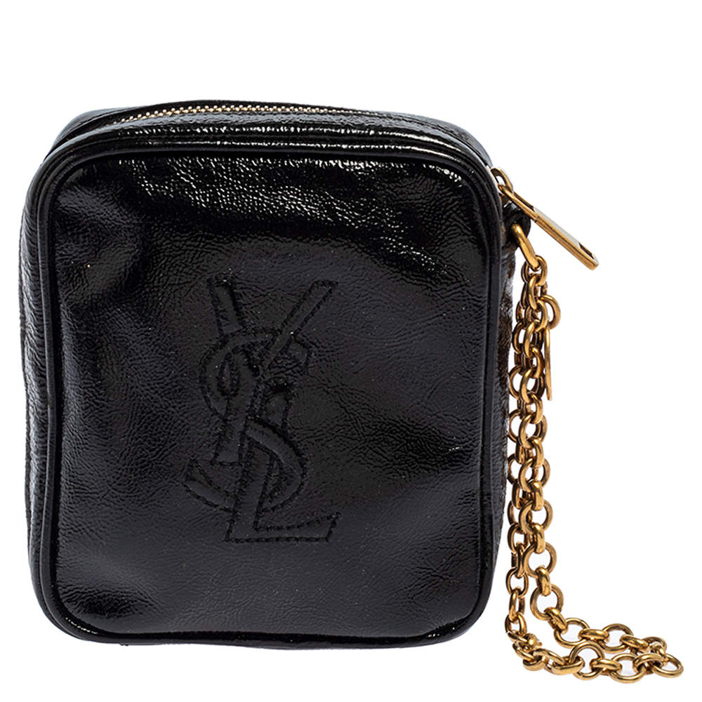 Pre Owned Yves Saint Laurent Black Leather Belle De Jour Chain Pouch