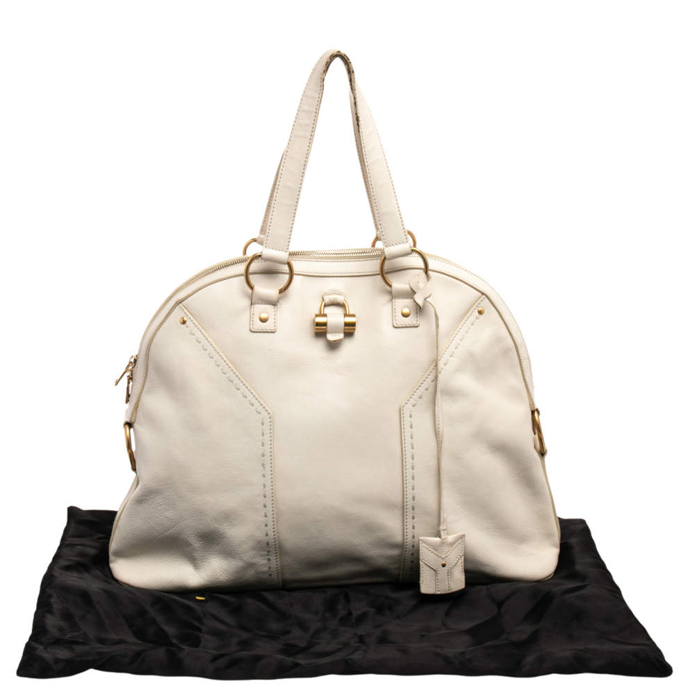 Yves Saint Laurent Muse Two Large Bag Cream Leather ref.943864 - Joli Closet