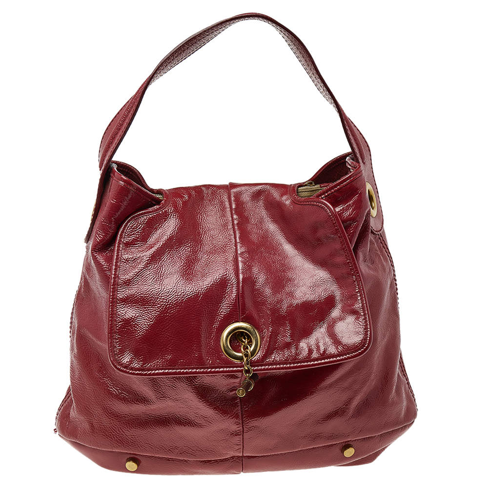 مملوكة مسبقًا Yves Saint Laurent Red Leather Flap Hobo