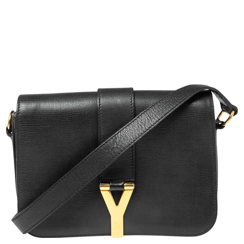 Pre Owned Yves Saint Laurent Black Leather Medium Chyc Flap Bag